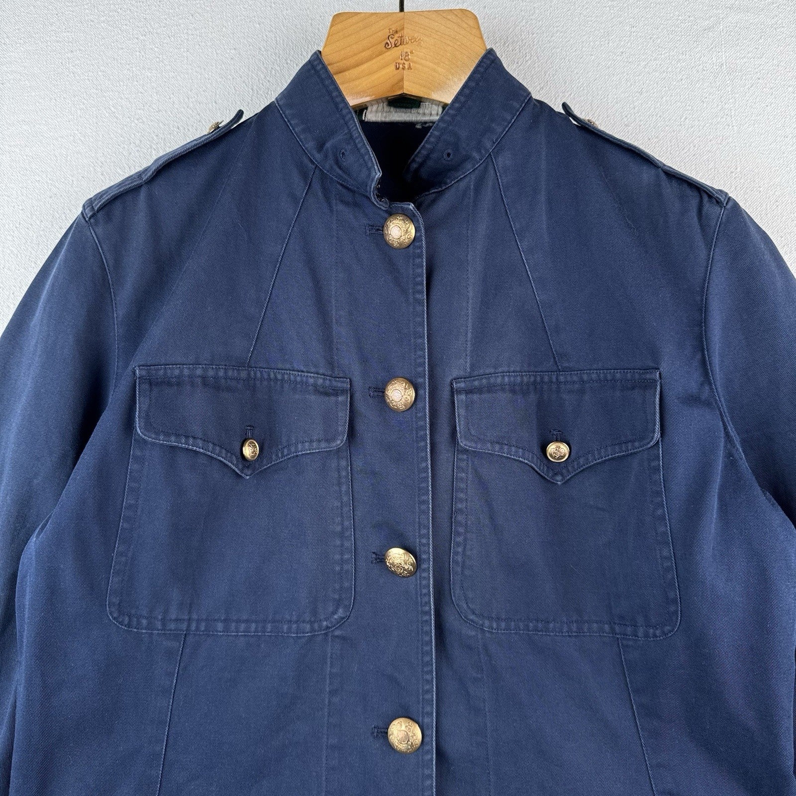 Lauren Ralph Lauren Military Field Jacket Blue Gold Buttons Women's 12 *Read