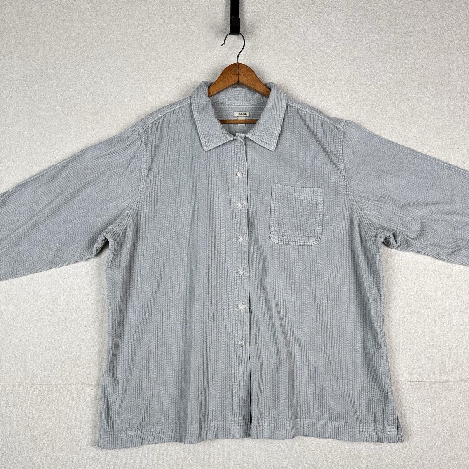 Vintage 90s LL Bean Women’s 3X Blue Wide Wale Corduroy Shirt Shacket