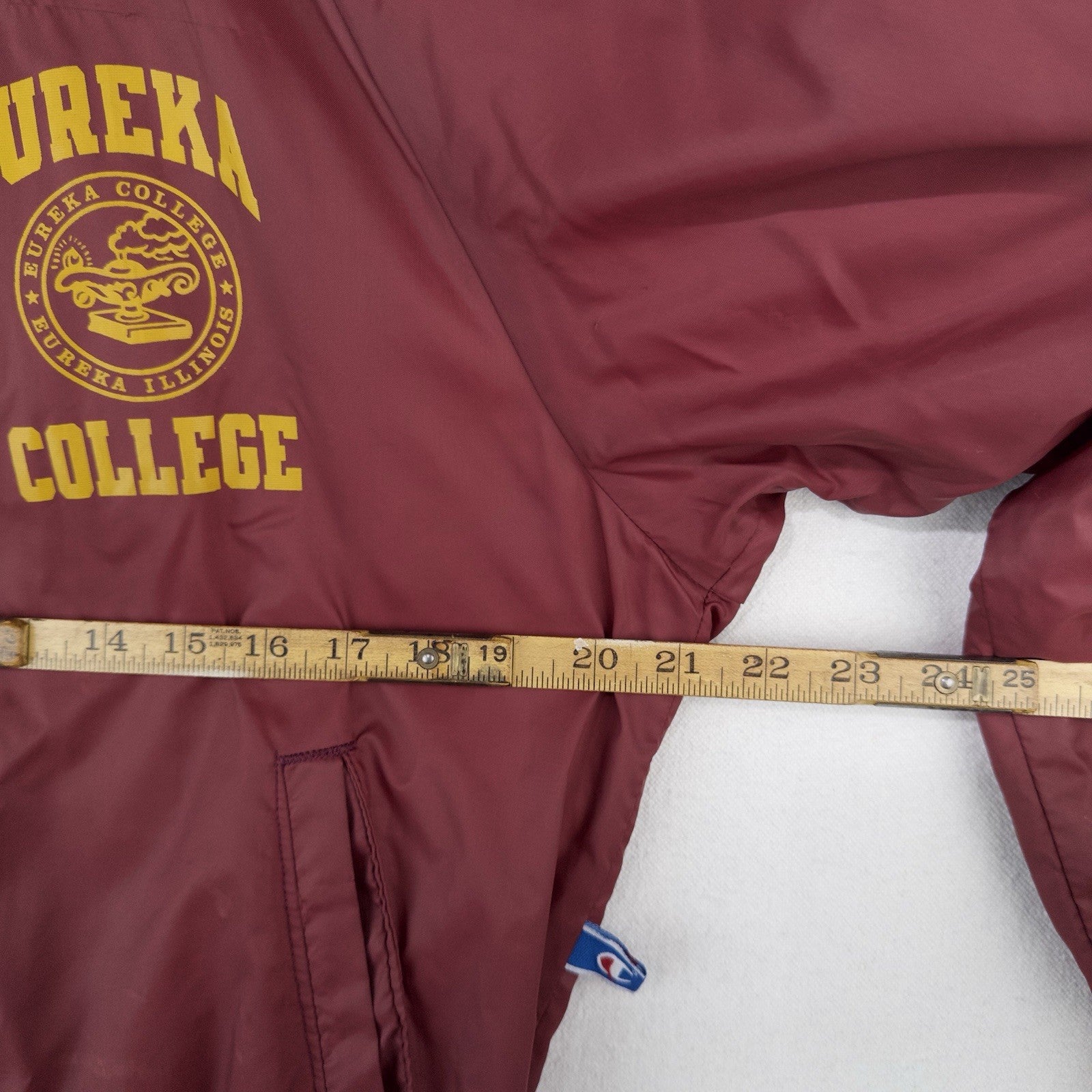70’s Vtg Champion Eureka College Nylon Varsity Jacket Medium Snap Front Made USA