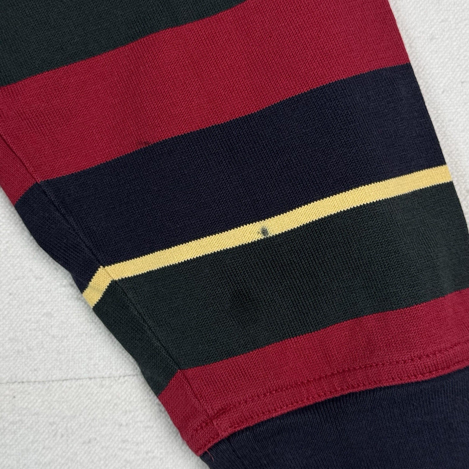 Vintage 90s Brooks Brothers Polo Rugby Striped Red Blue Yellow LS *Distressed