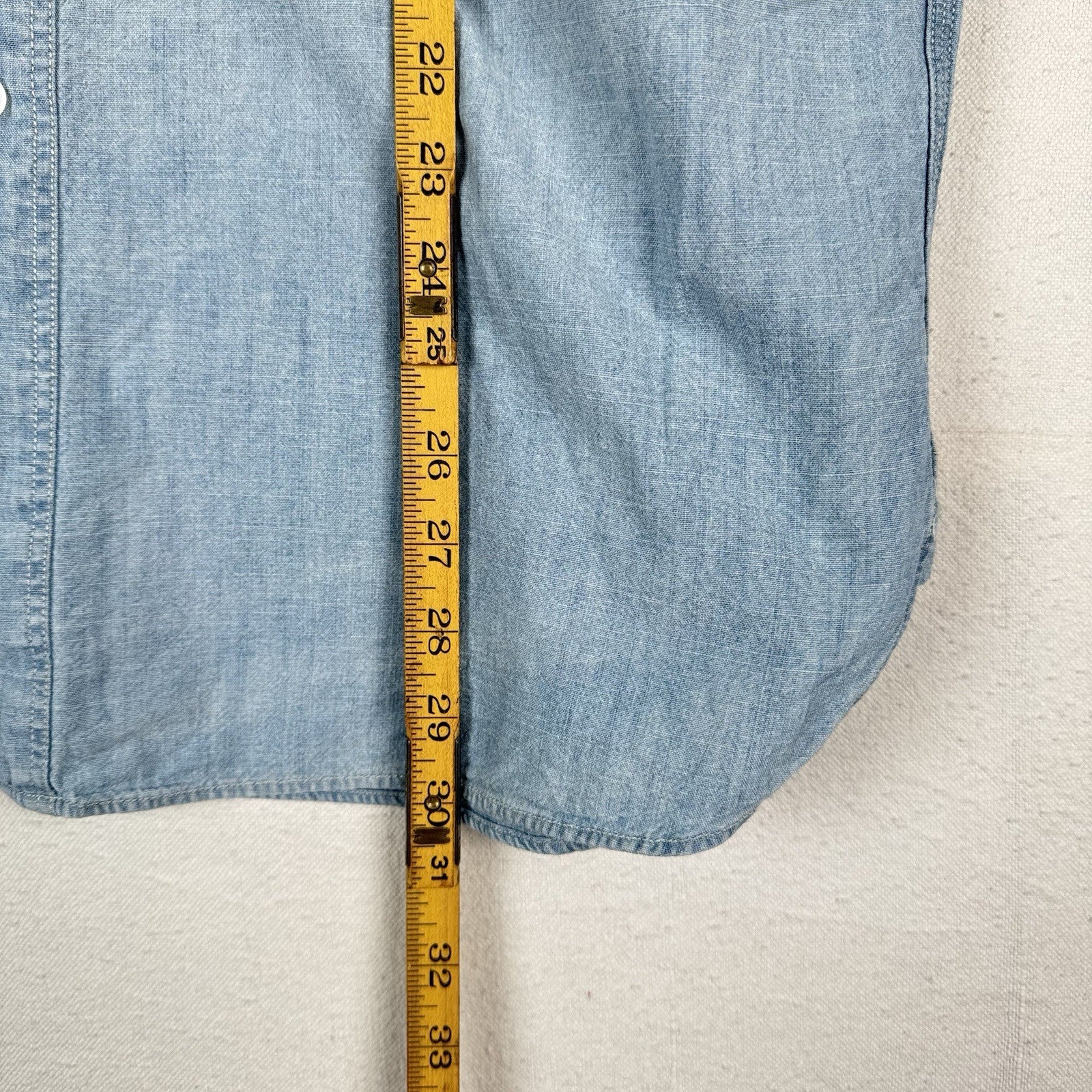 90s Polo Ralph Lauren Men’s Large Chambray Denim Shirt Blue Yacht Club RLYC Flag