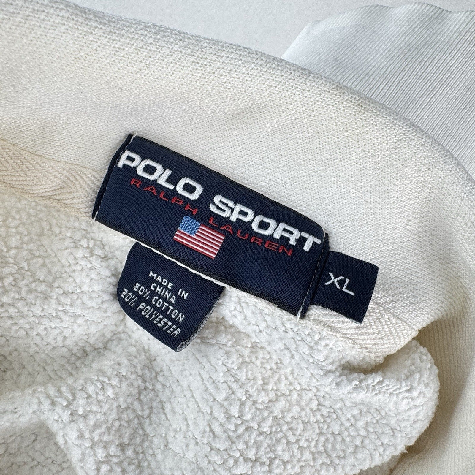 Vtg Polo Sport Ralph Lauren Men’s XL White Short Sleeve 1/4 Zip Sweatshirt *Read