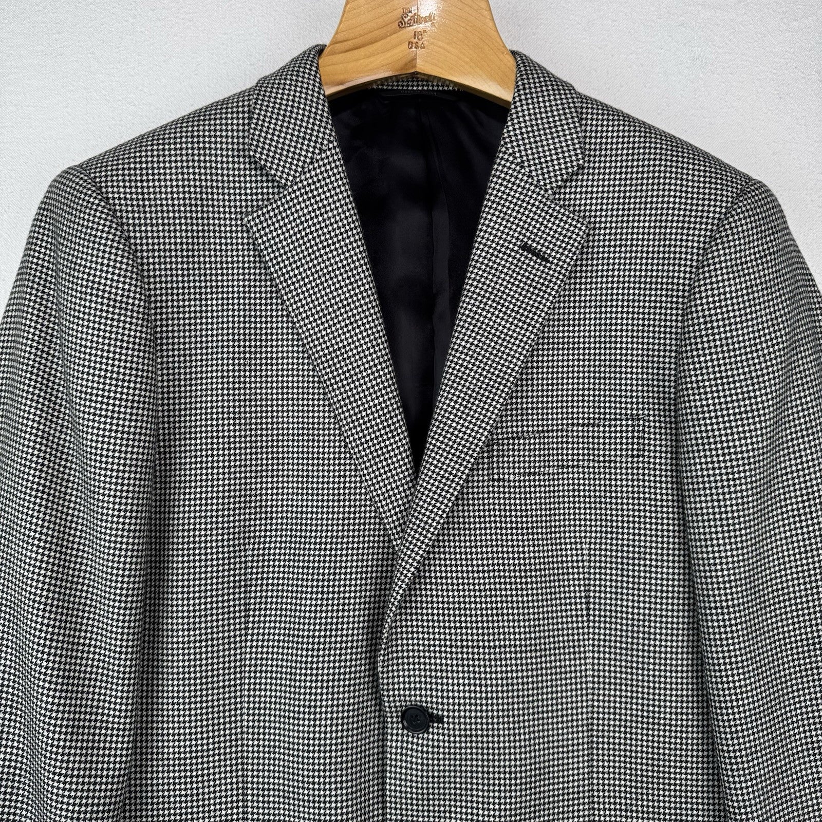 John W Nordstrom Men’s 42L Black White Houndstooth Loro Piana Cashmere