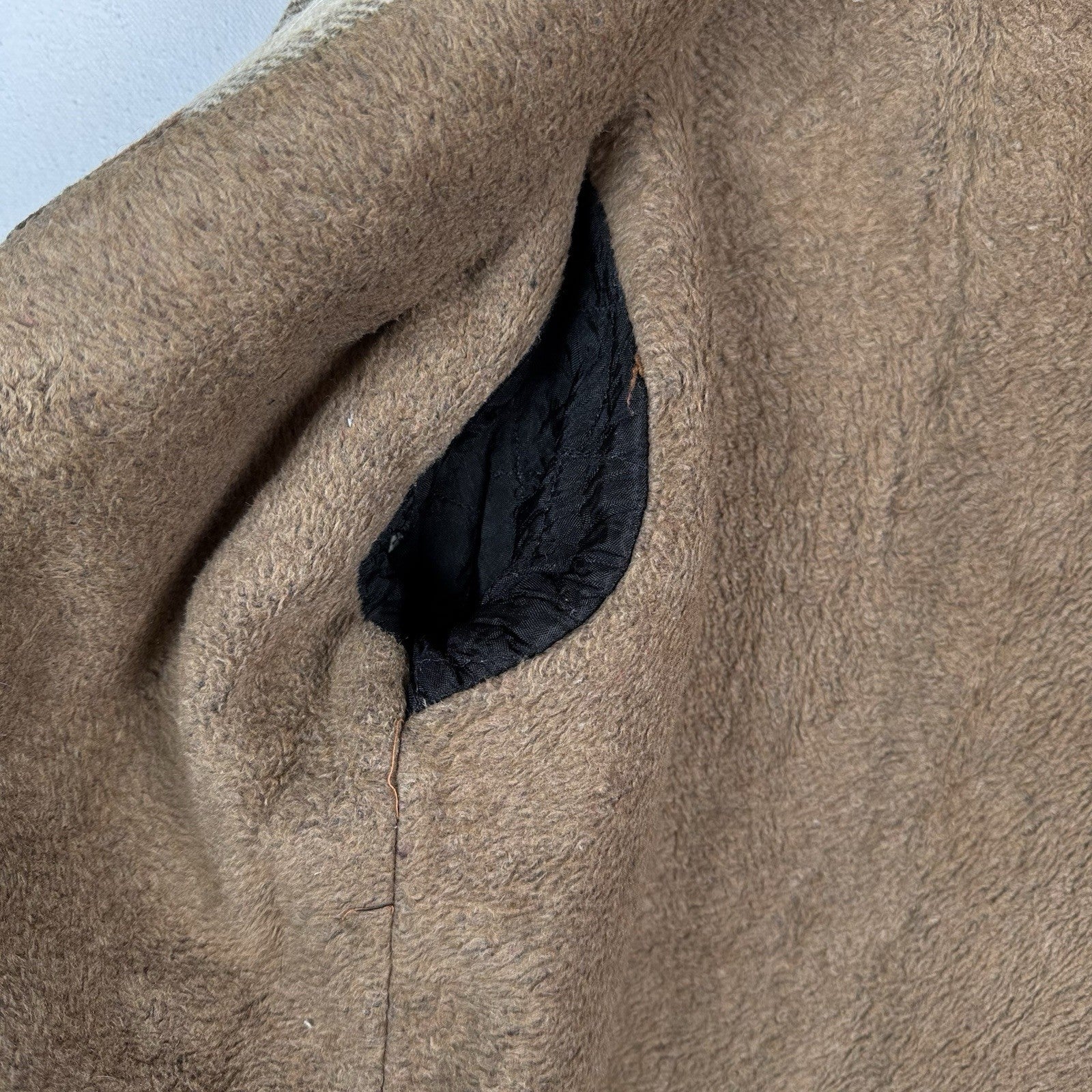 Vintage 70s CPO by Spiegel Mens Large Wool Blend Plaid Jacket Shacket Brown