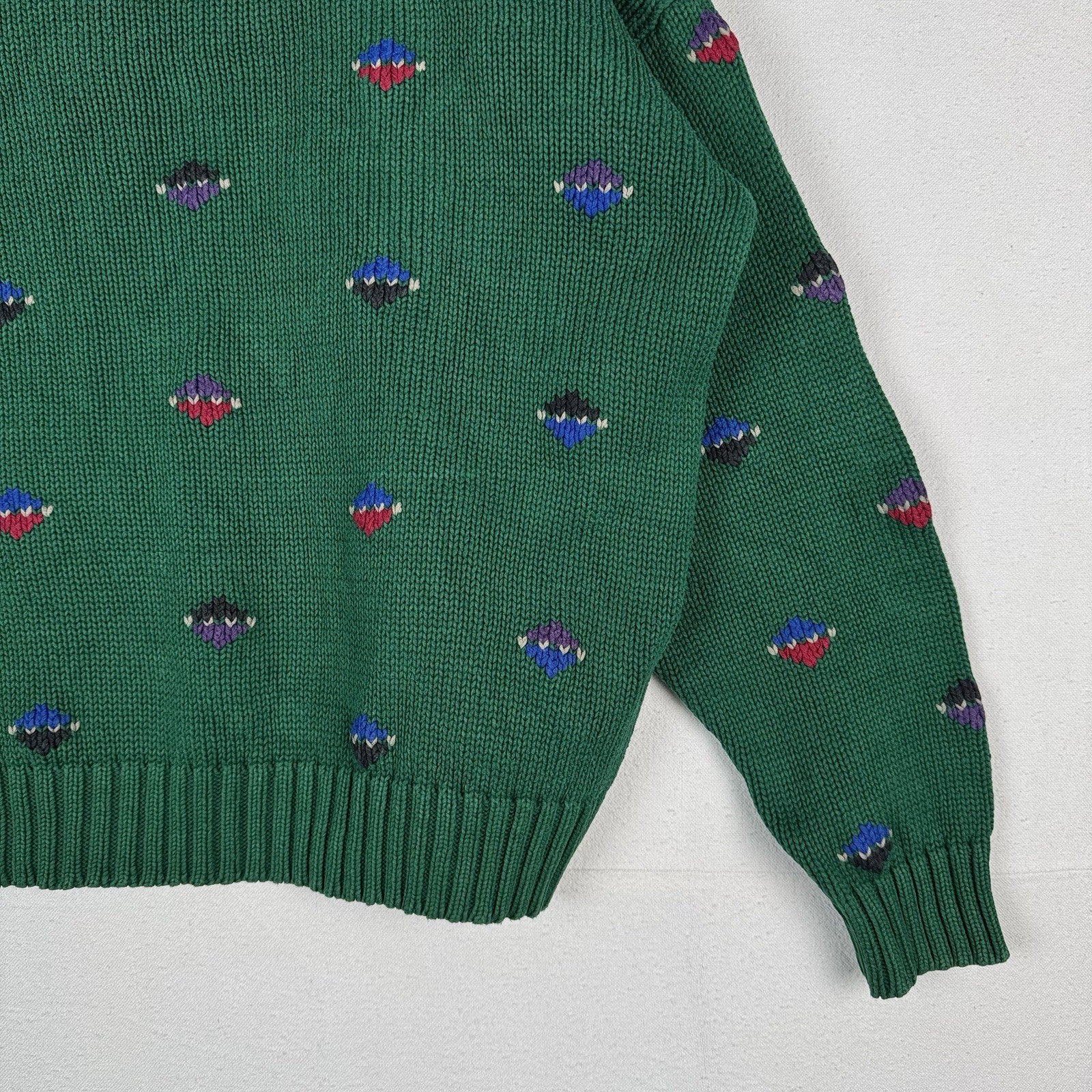 80’s 90’s Vintage Eddie Bauer Men’s L  Knit Sweater Green  Made In England