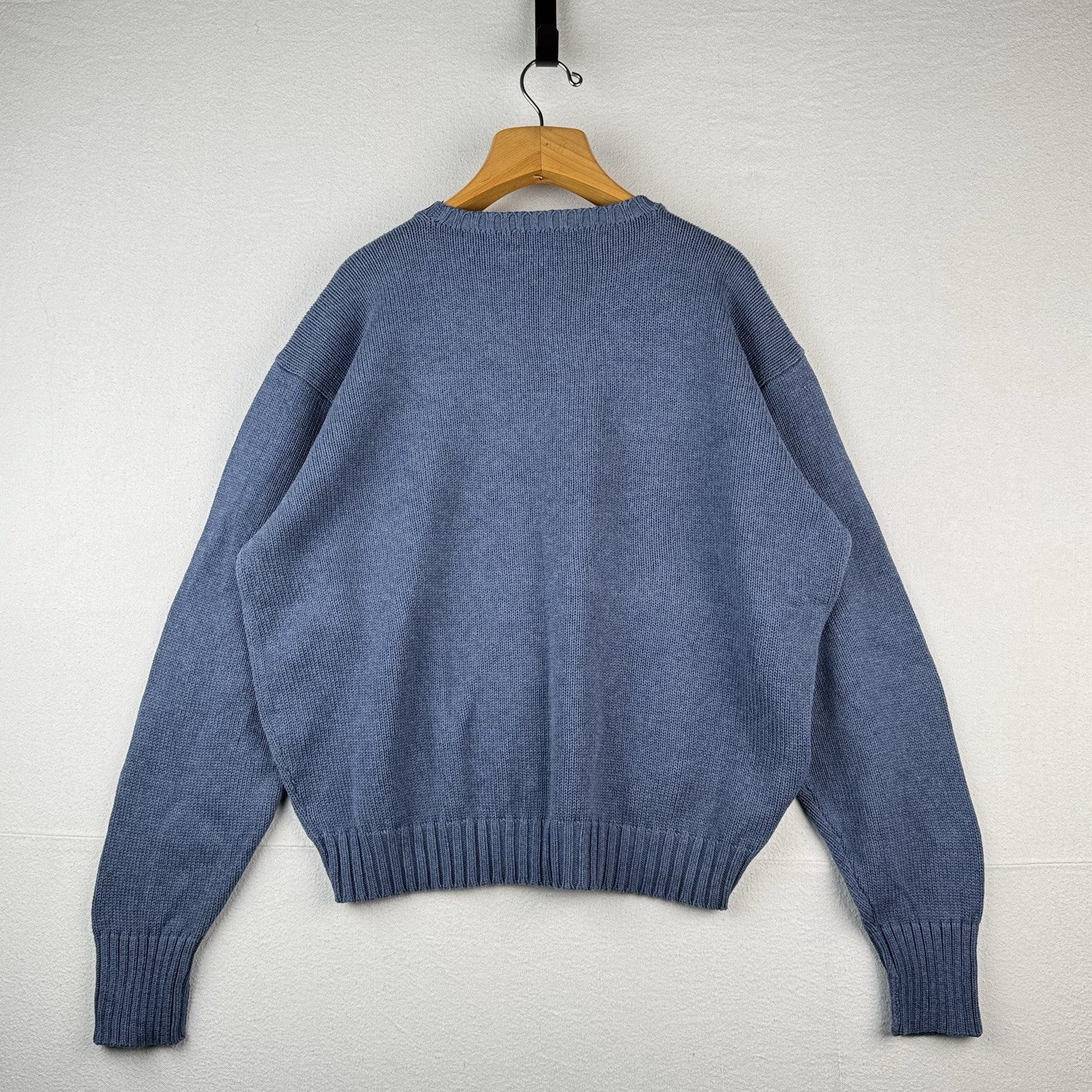 90’s Vintage Polo Ralph Lauren Knit Sweater Men’s 2XL Blue Cotton Crew Neck
