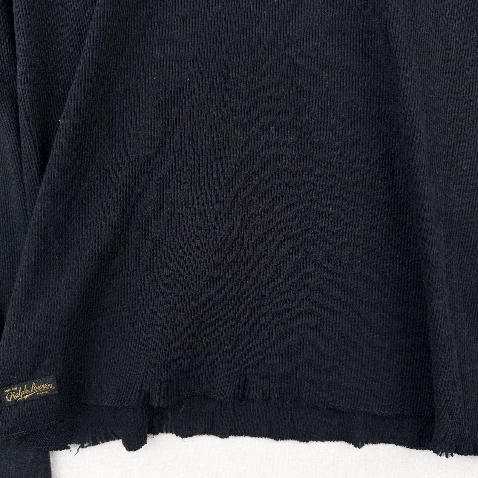 Polo Ralph Lauren Black Ribbed Lightweight Henley Shirt Men’s L *Distressed