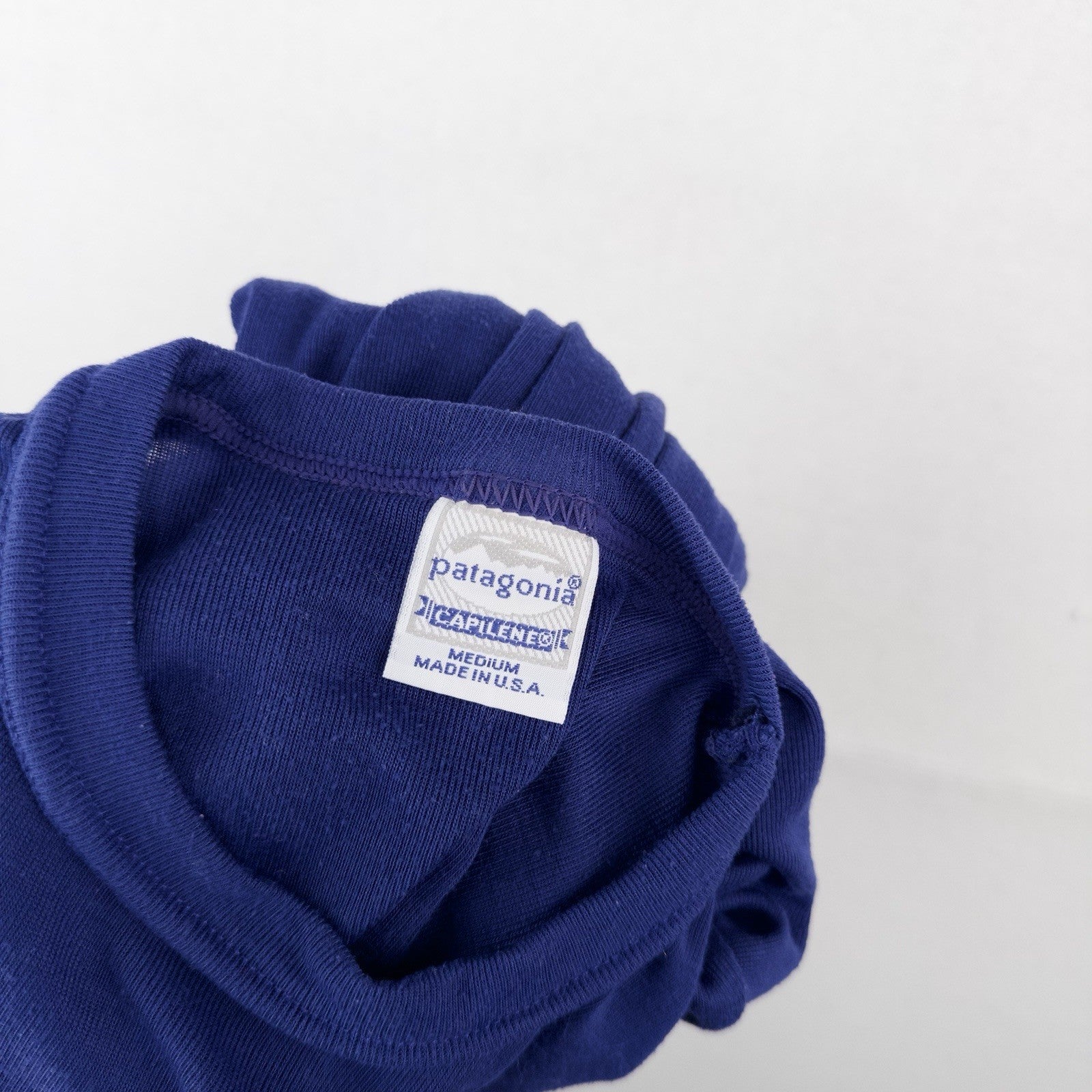 70’s Vtg Patagonia Capilene Shirt Men’s Medium Blue Long Sleeve Thin Made In USA