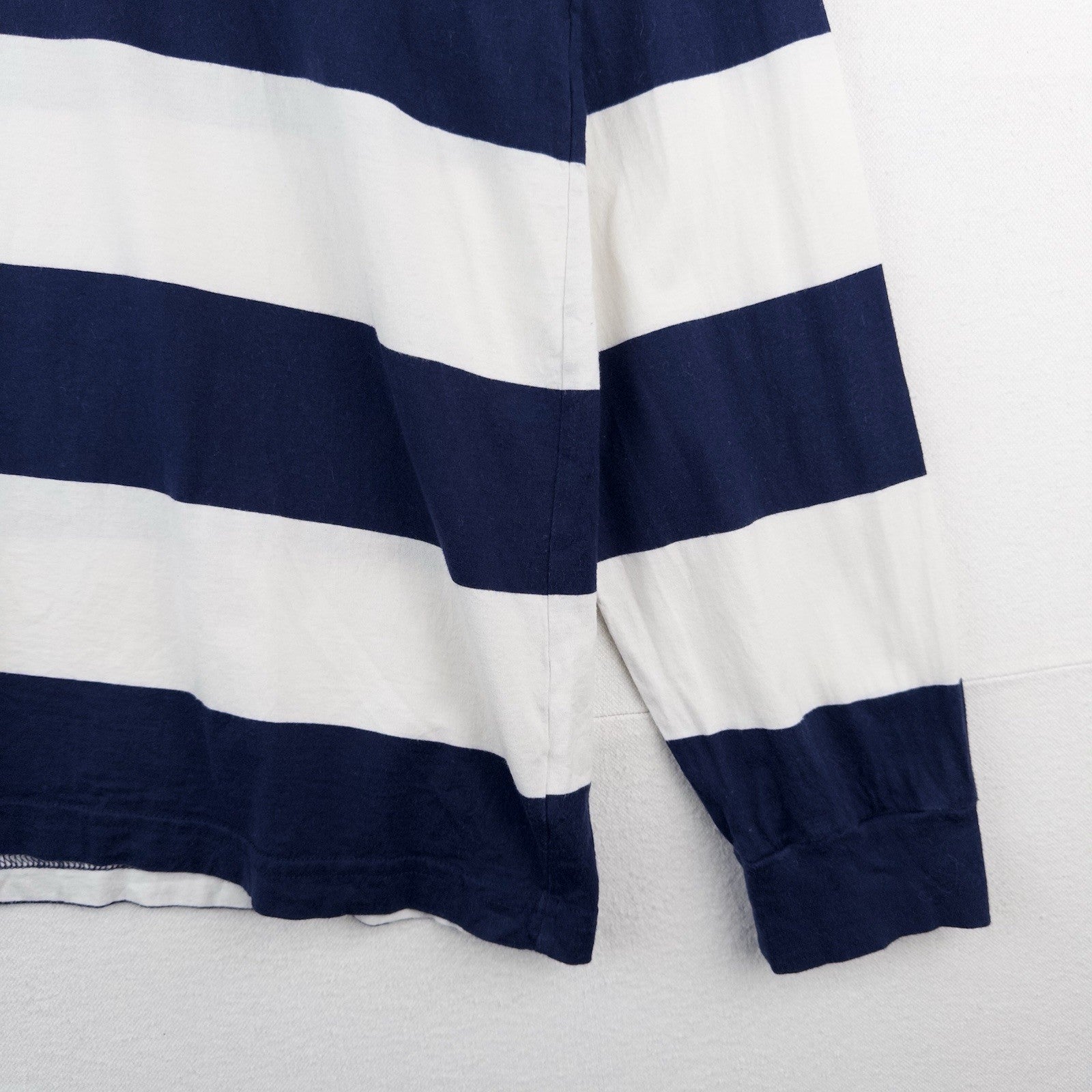 90’s Vtg Polo Ralph Lauren V-neck Sailor Stripe Shirt Men’s L Pima Cotton Blue