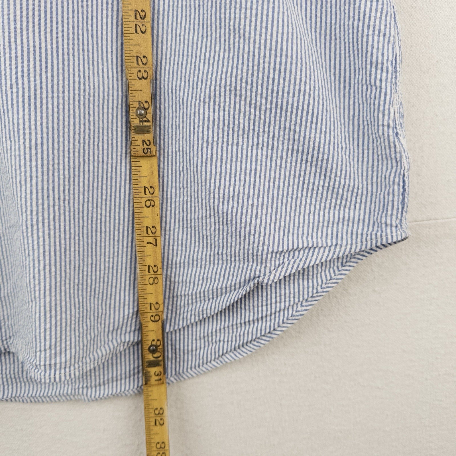 90’s Ralph Lauren Seersucker Short Sleeve Shirt Men's L Blue White Classic Fit