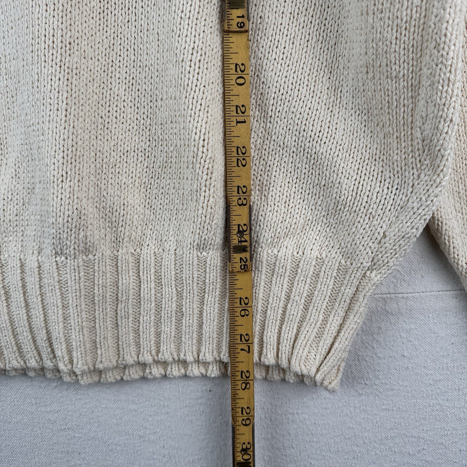 90’s Vtg Polo Ralph Lauren Sweater Men's XL Cream 100% Cotton Crewneck Navy Pony