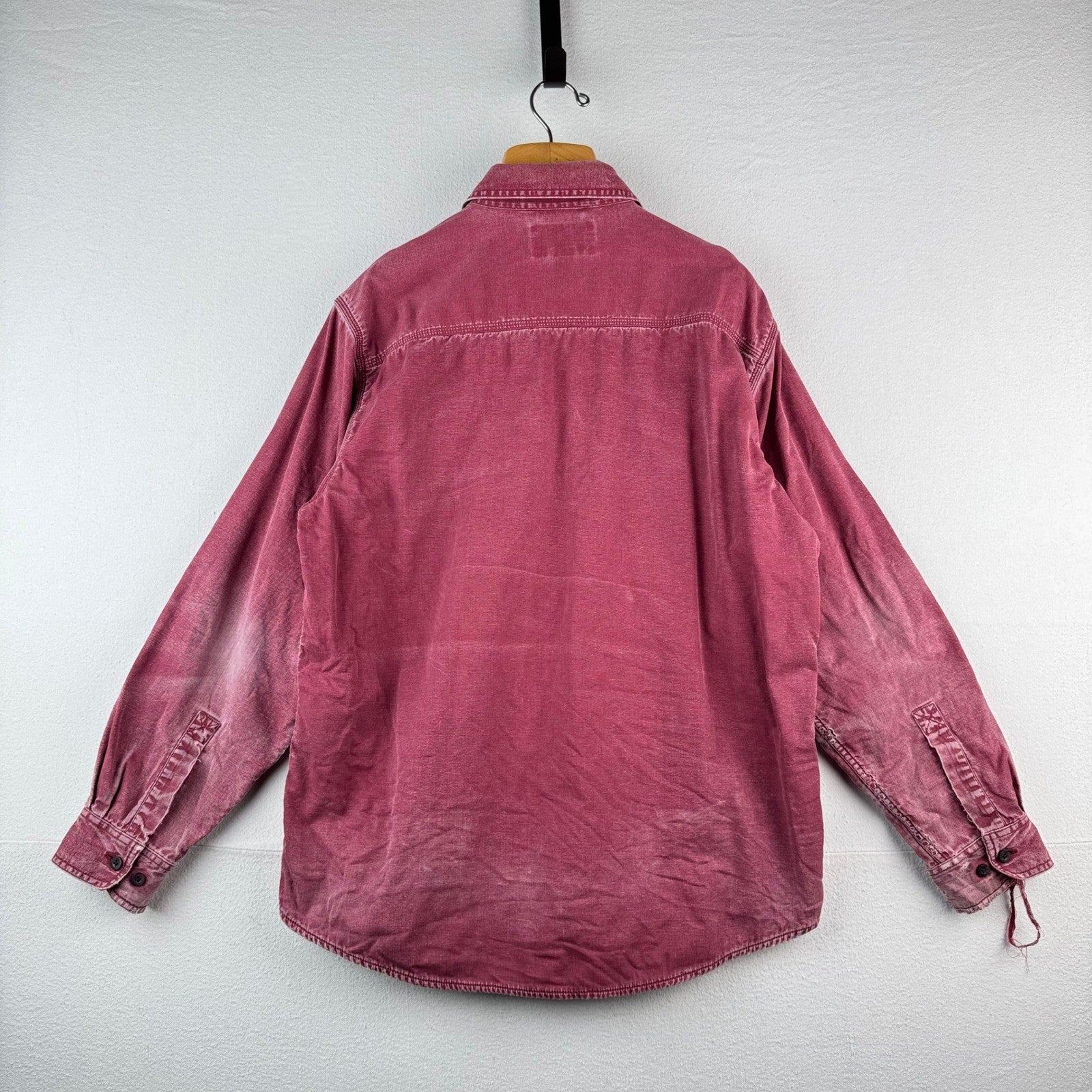 Vtg LL Bean Hurricane Shirt Mens Large Wine Red Plaid Flannel Lined Distressed