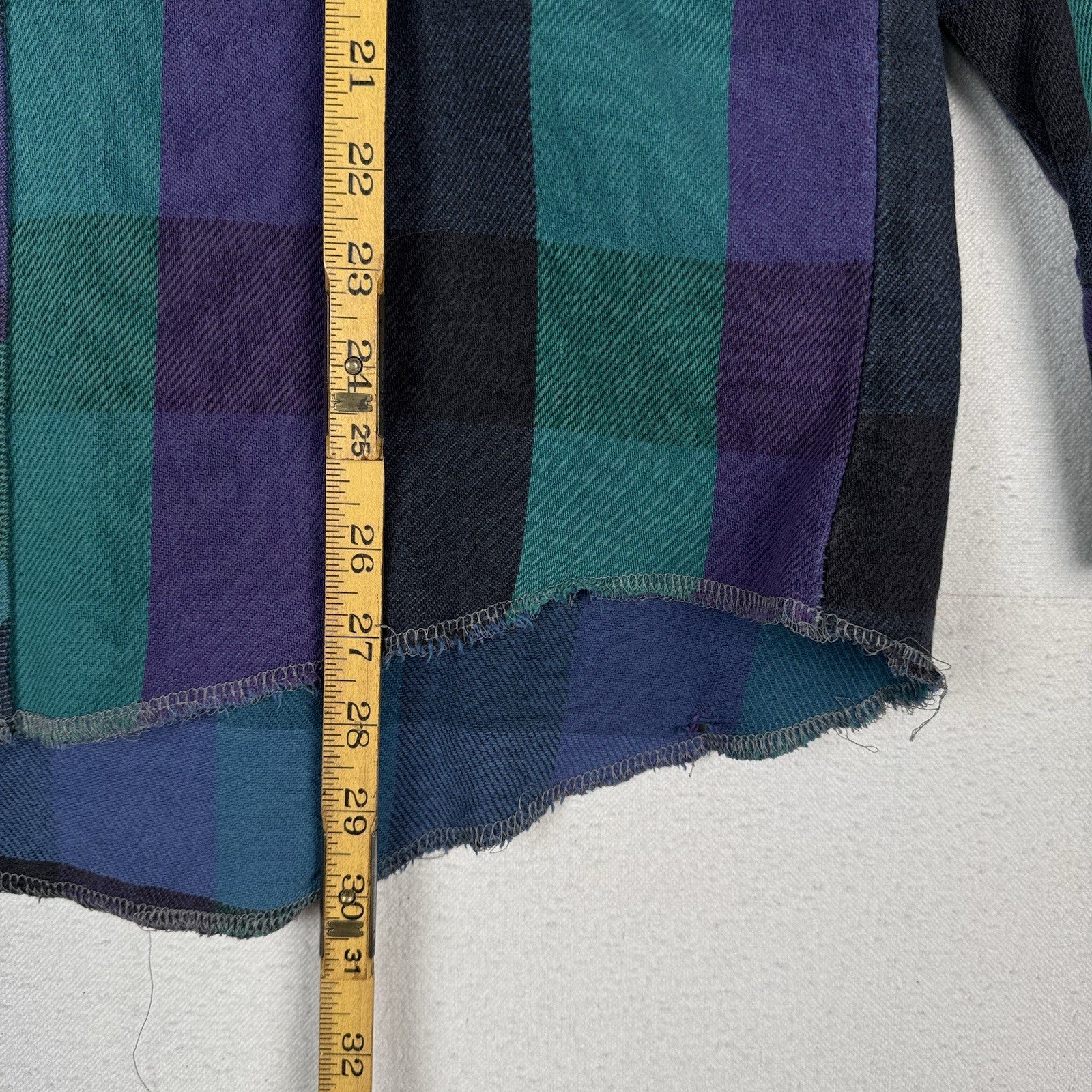 Vtg Wrangler Striped Mens L 16.5x33 Shirt Black Purple Teal Western X-Long Tails