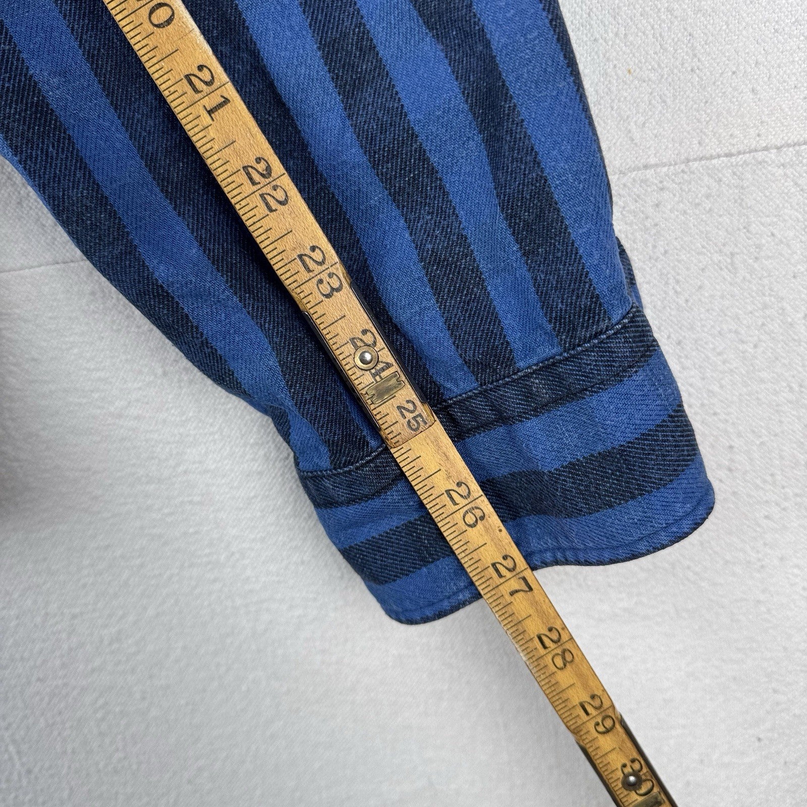 90’s Vtg Polo Ralph Lauren Indigo Blue Stripe Men’s 2XL Heavyweight Shirt *Read