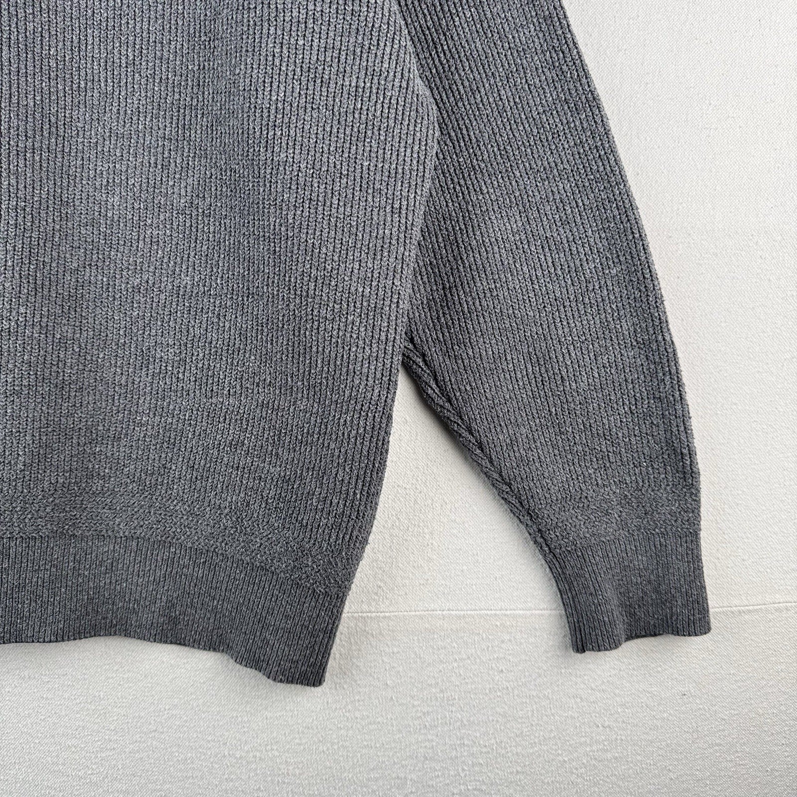 Vtg LL Bean Henley Fisherman Sweater Men’s Large Gray 1/4 Button Heavy