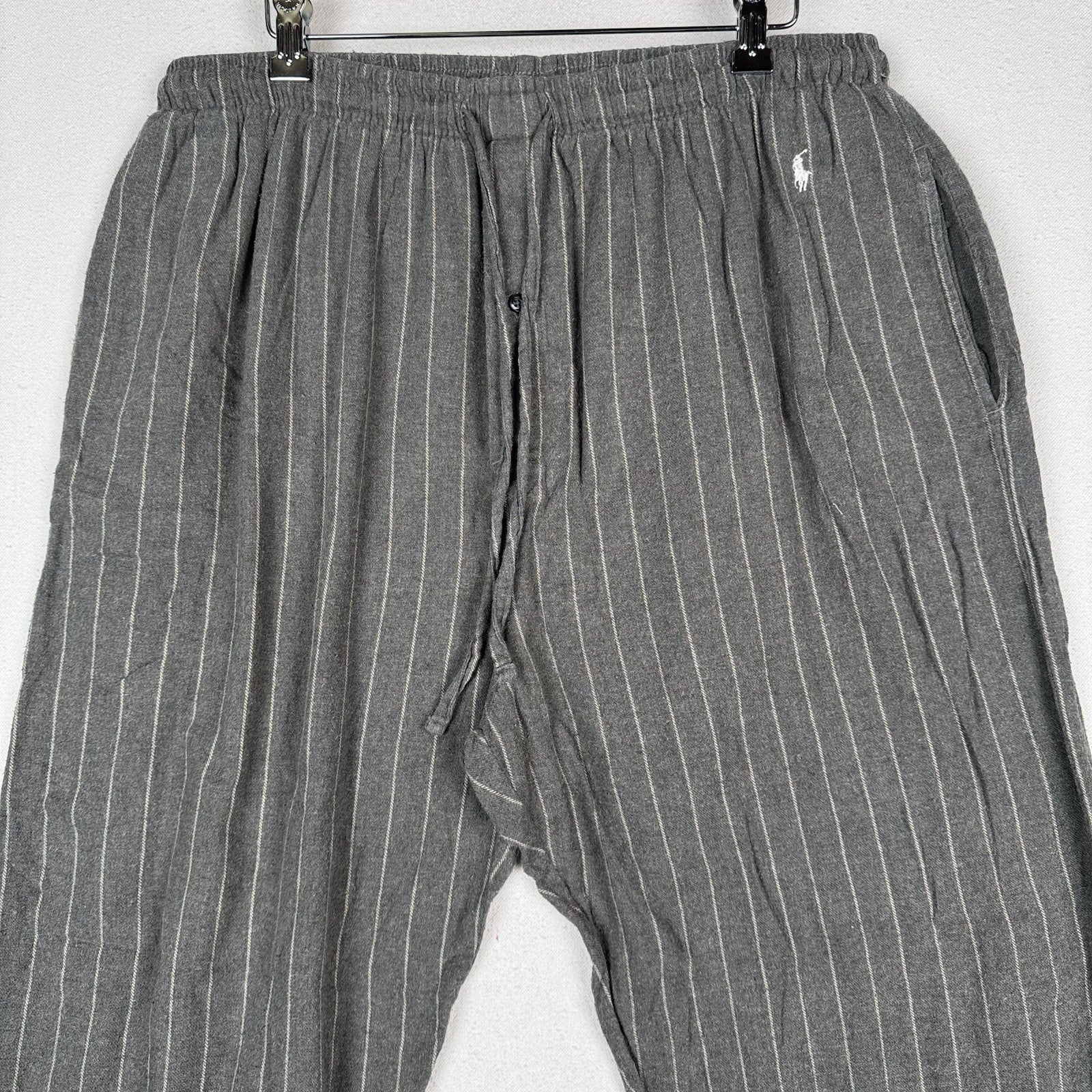Polo Ralph Lauren Men Pajama Pants 100% Brushed Cotton Grey Pinstripe XL (40-42)