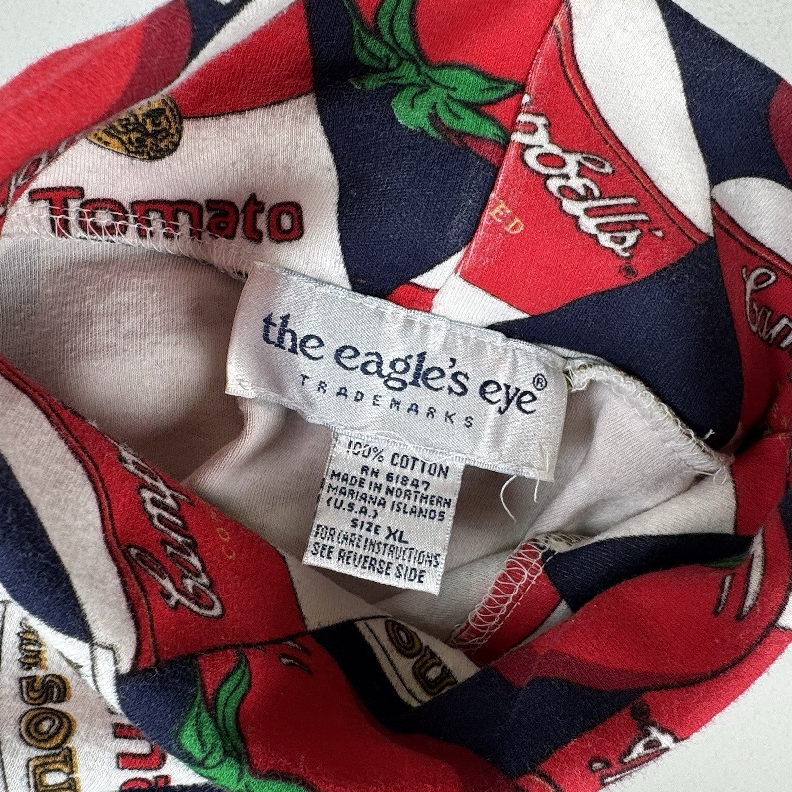 Vtg Campbell’s Tomato Soup Pop Art 60s Andy Warhol Soup Can Turtleneck XL USA