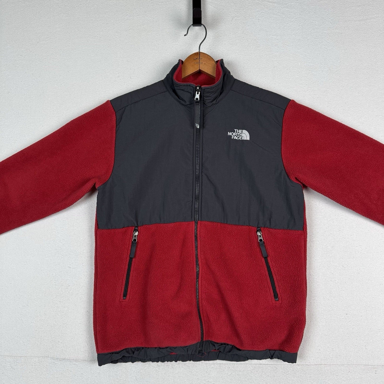 The North Face Fleece Denali Full Zip Youth Jacket Red/Grey Size Youth XL XLarge
