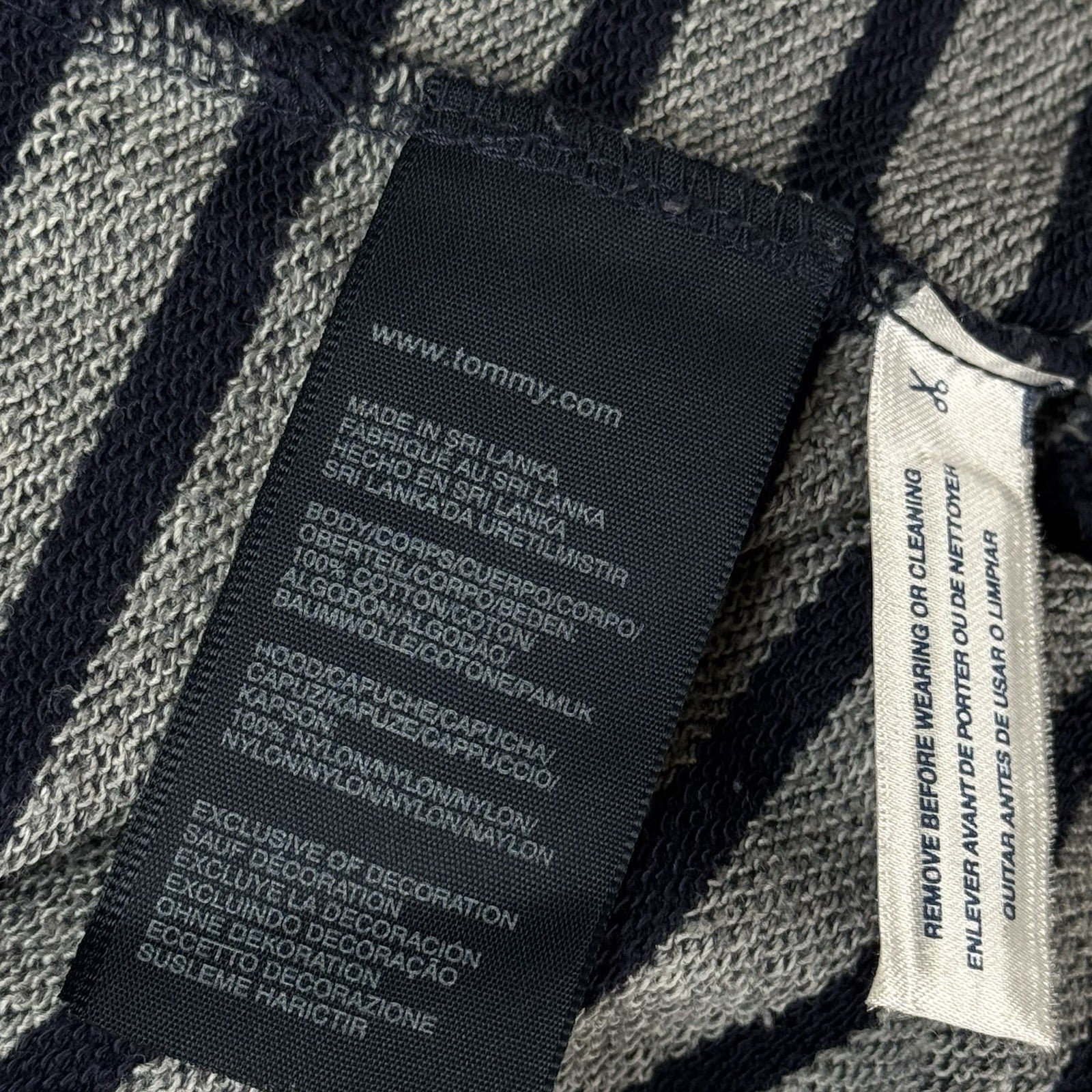 Tommy Hilfiger Navy Orange Women's Large Cotton Jacket Stowaway Hood