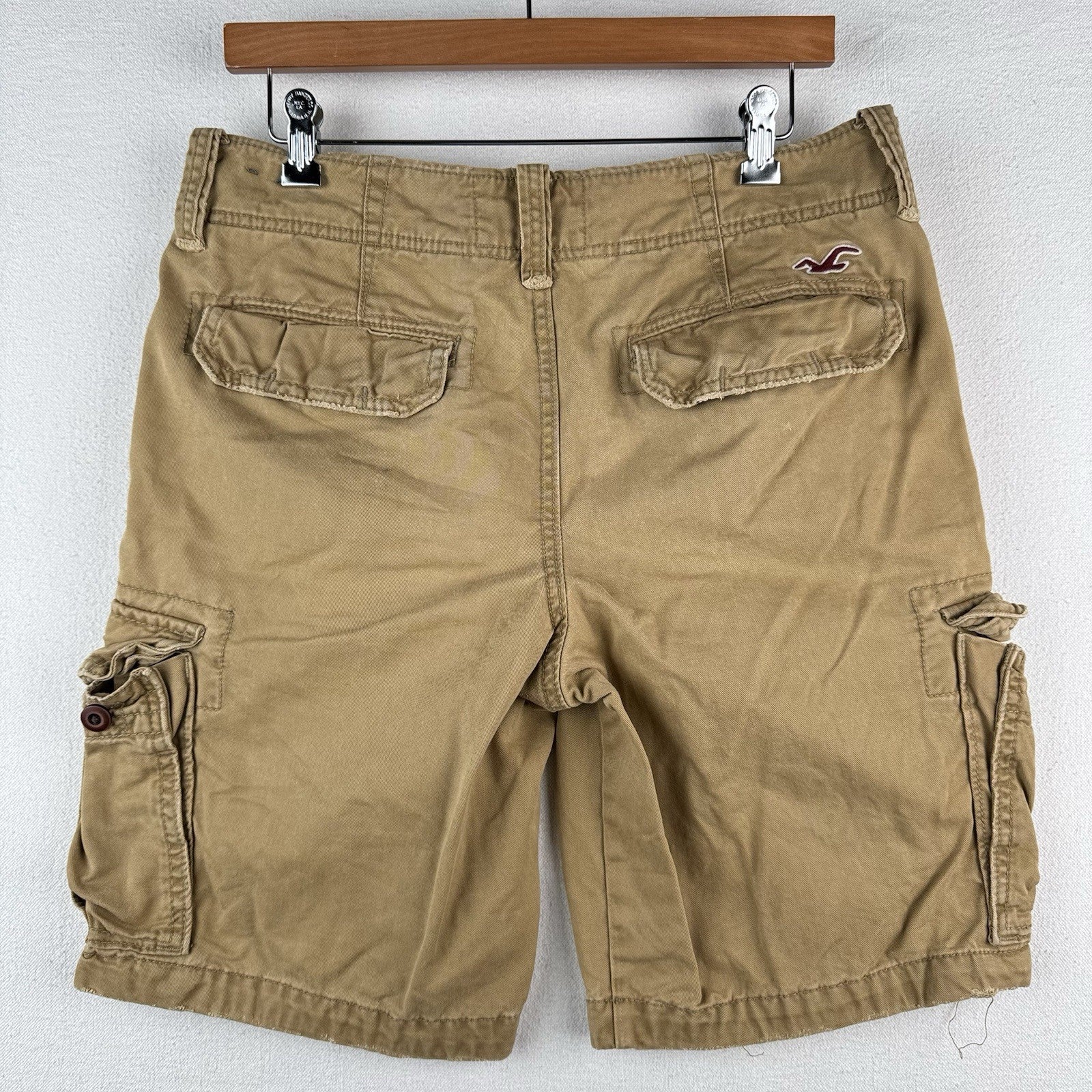 Hollister California Heavy Cargo Shorts Men's 30 Tan Brown Utility Pockets 9”
