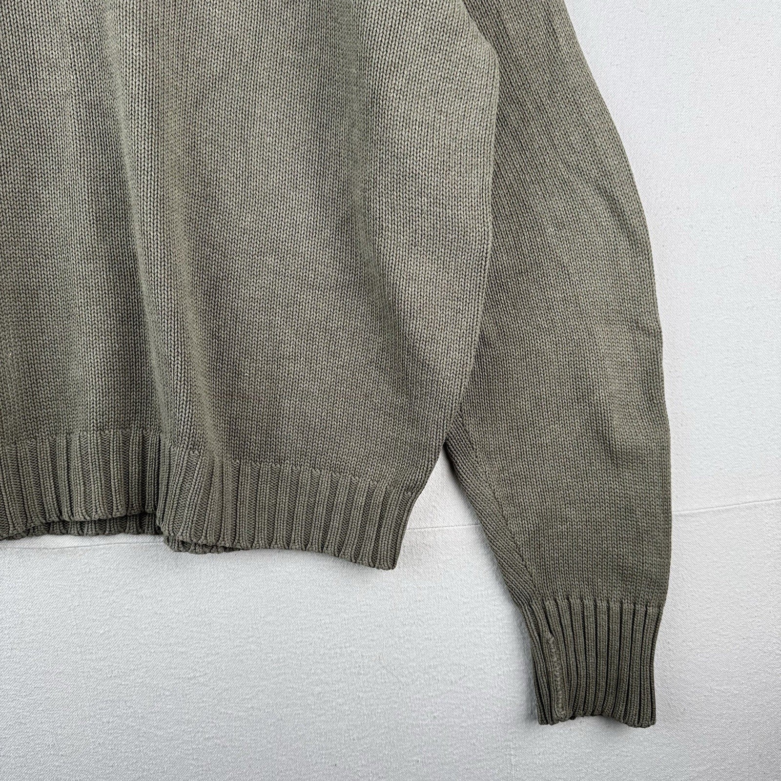 90s Vintage Polo Ralph Lauren Men’s 2XL Olive Marled Knit Sweater 100% Cotton