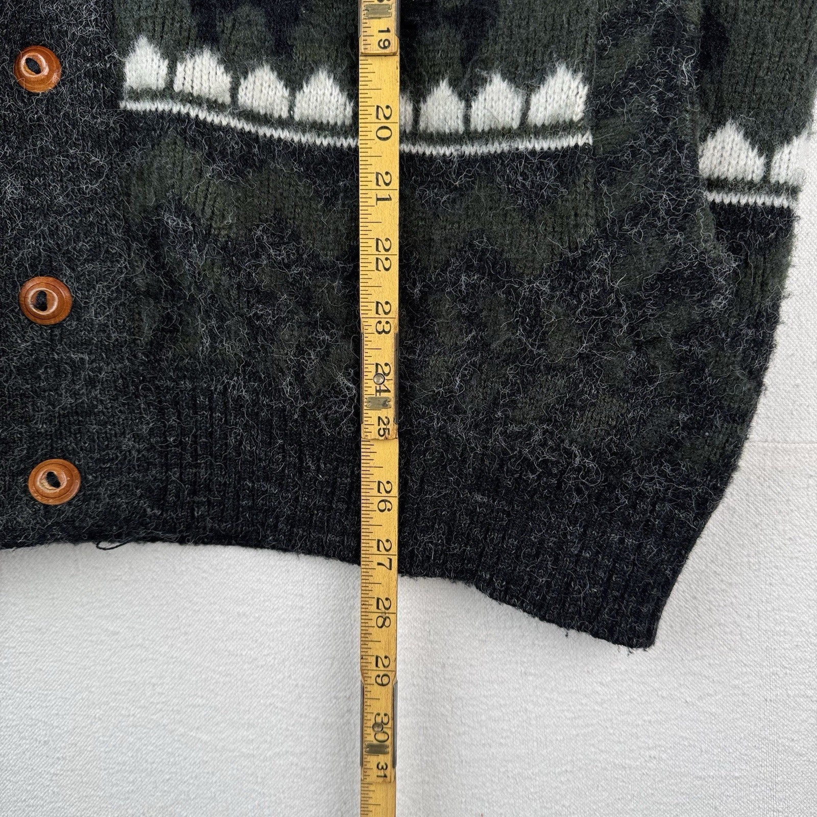 Tejidos Ruminahui Men's XL Southwest V-Neck Wool Cardigan Sweater Green Gray