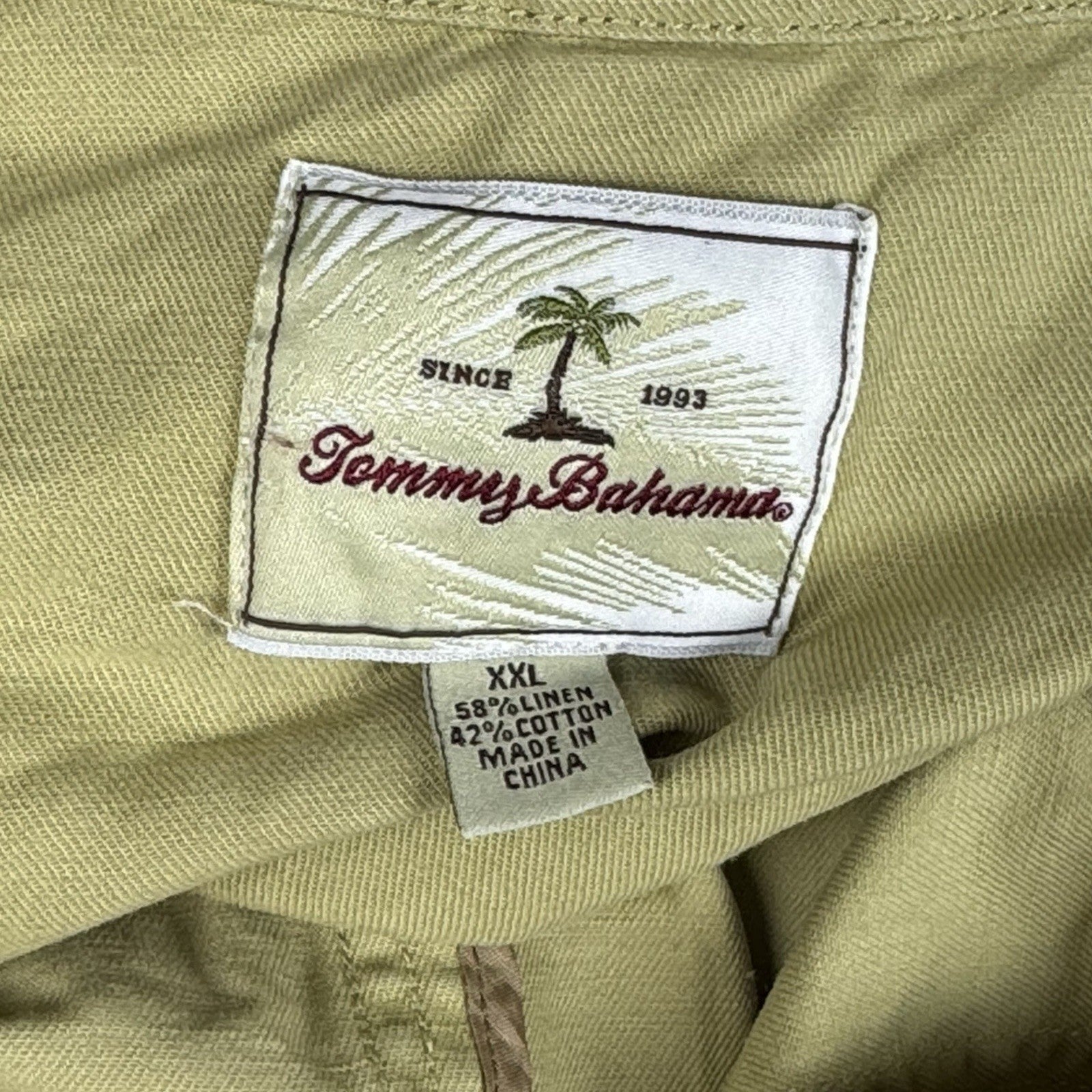 Tommy Bahama Linen Blend Jacket Adult 2XL Camel Khaki Full Zip Button Chore