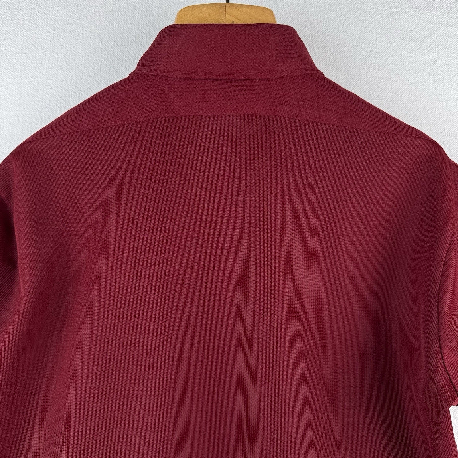 60’s Vtg Golden Vee Men’s Large Polyester Short Sleeve Maroon Red Button Up USA