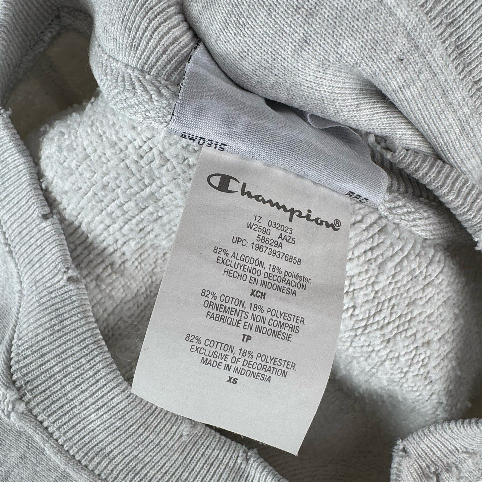 Champion Reverse Weave Sweatshirt Spell-out Side Gusset Men’s XS Gray