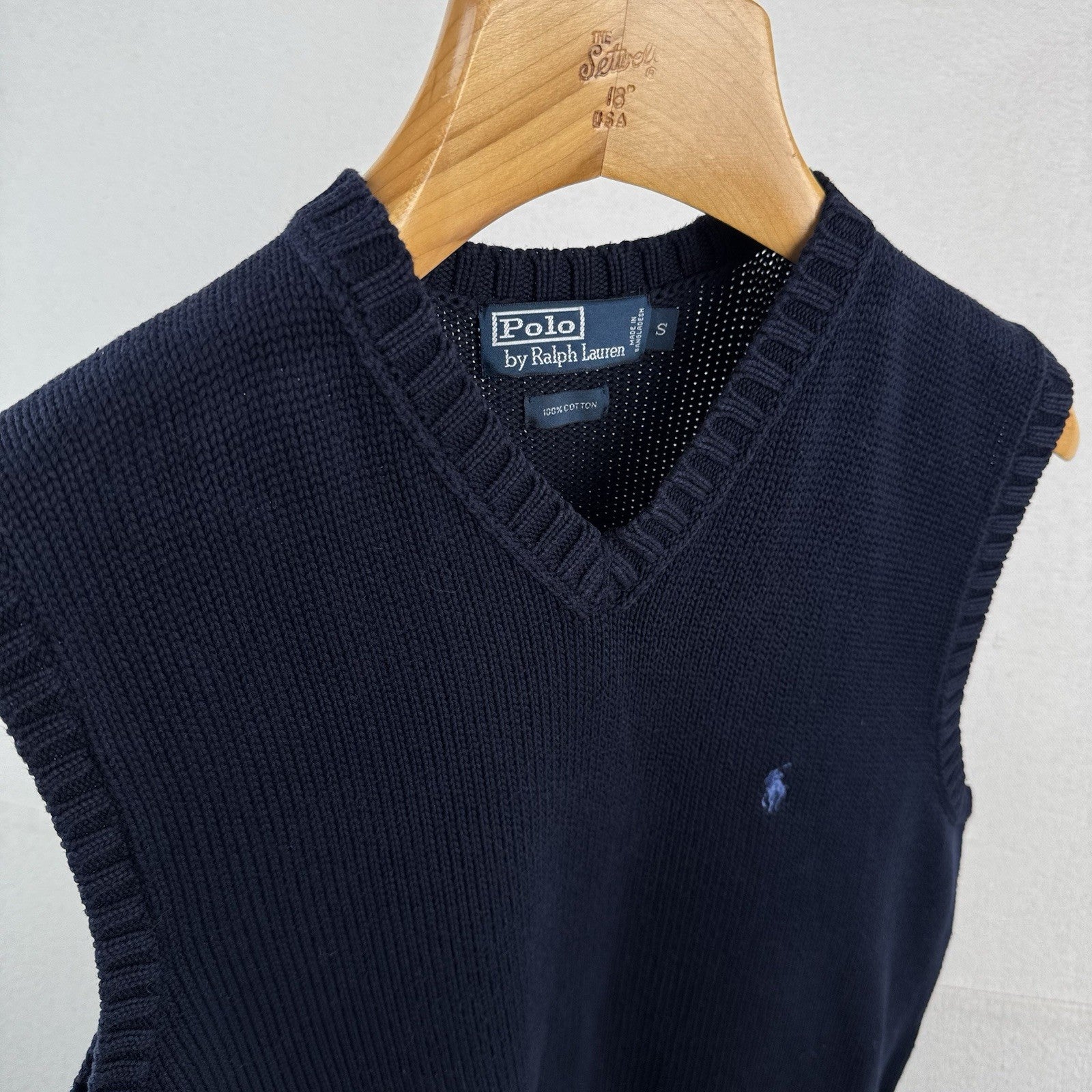 90’s Vtg Polo Ralph Lauren Sweater Vest Mens Small Blue V-Neck Blue Pony