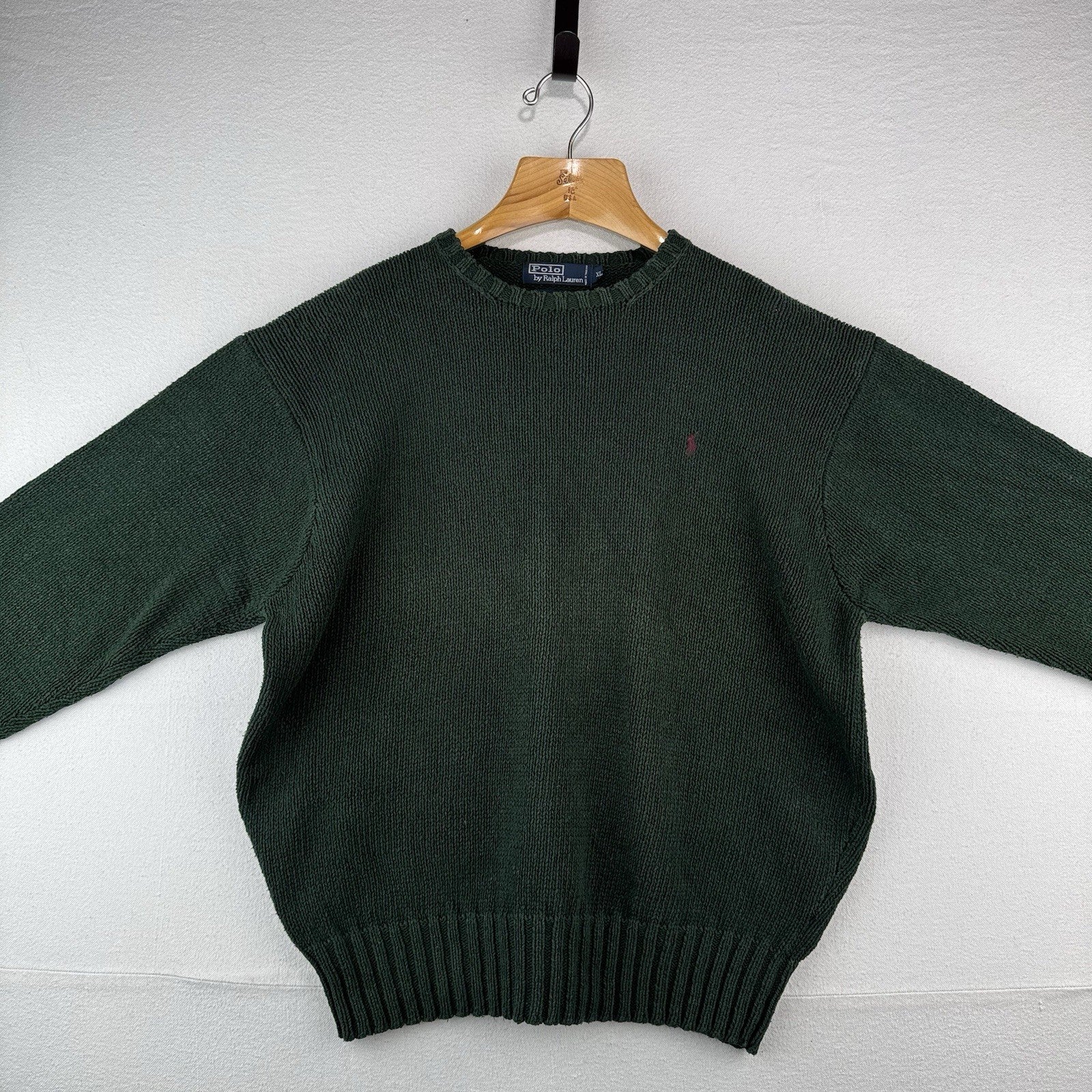 90’s Vtg Polo Ralph Lauren Sweater Mens XL Green Cotton Crewneck