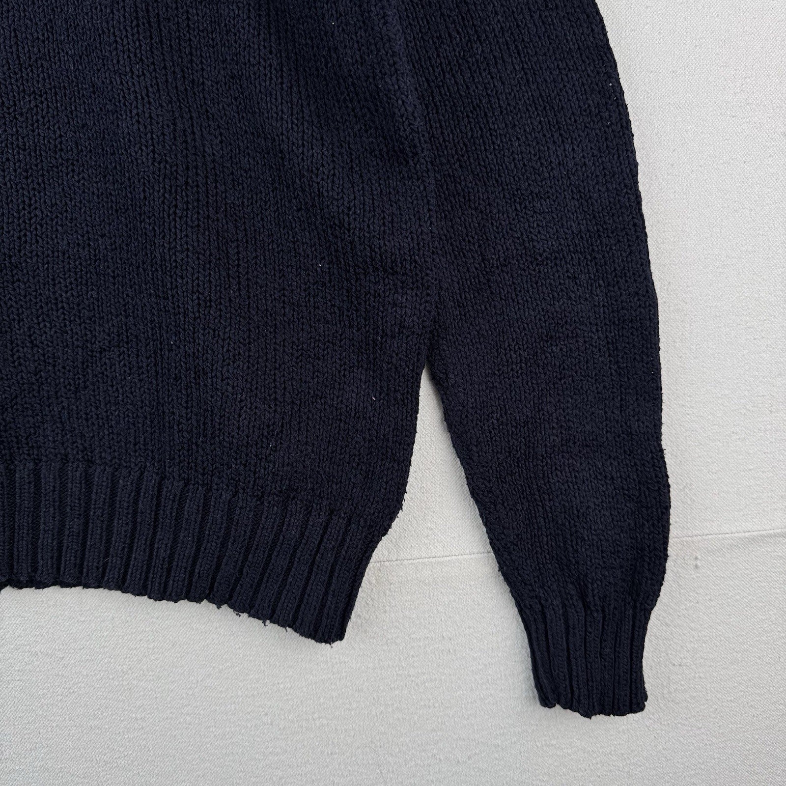 90s Vtg Polo Ralph Lauren Sweater Men's M Navy 100% Cotton Crewneck Red Pony