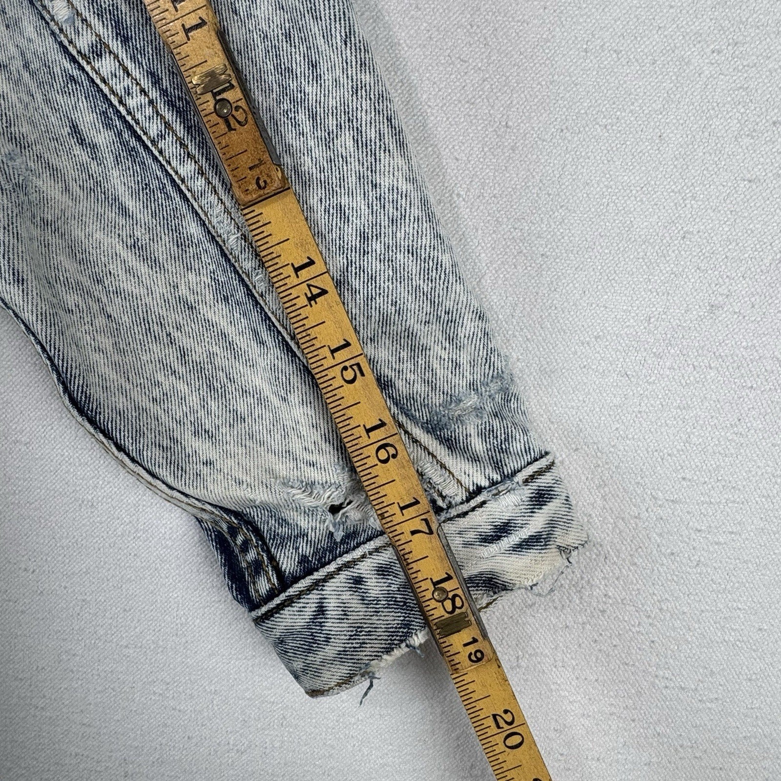 80s Vtg Jordache Acid Wash Light Blue Denim Jacket Long 3/4" Sleeve Women's S