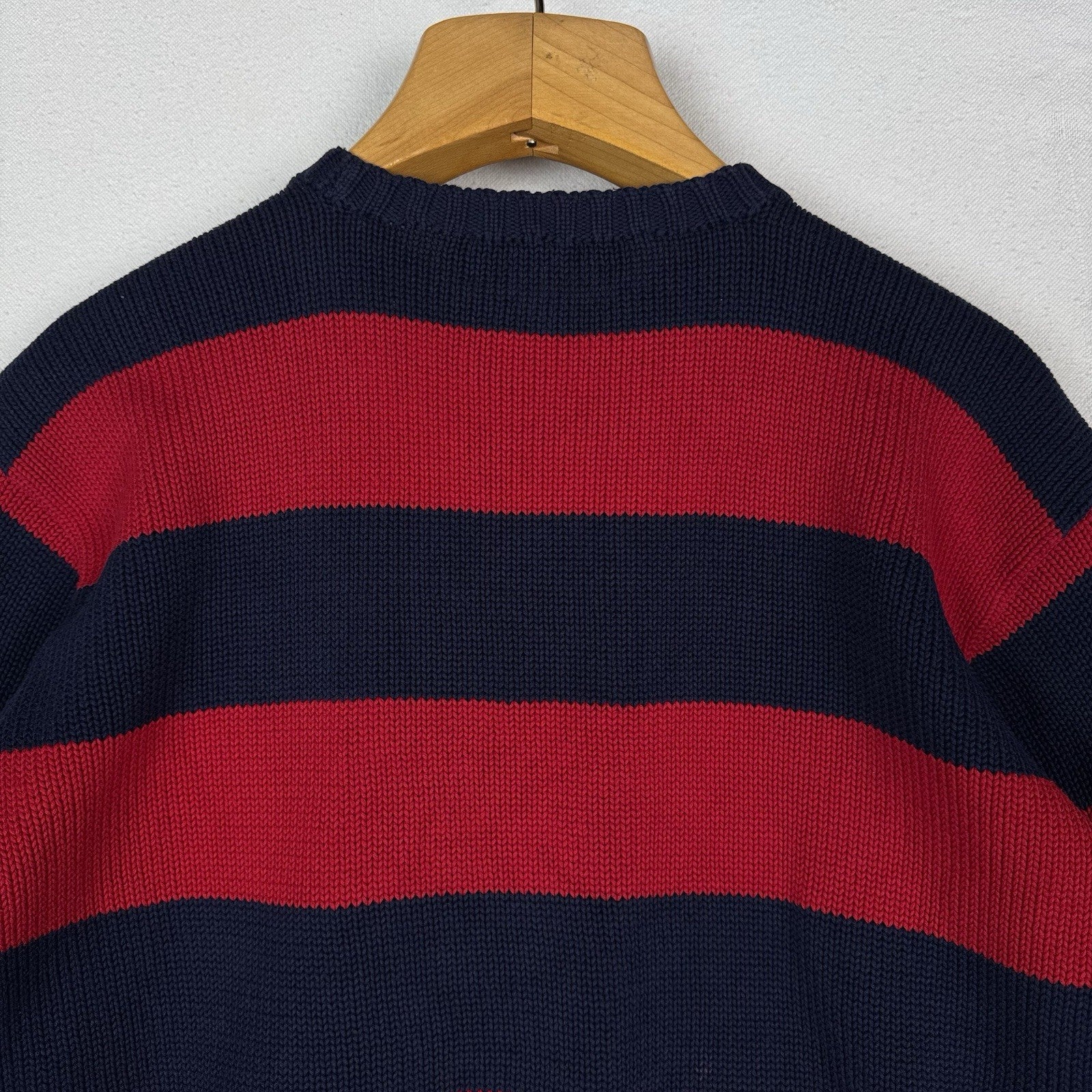 90’s Vtg Polo Ralph Lauren Knit Sweater Men’s M Red Navy Blue Color Block *Read