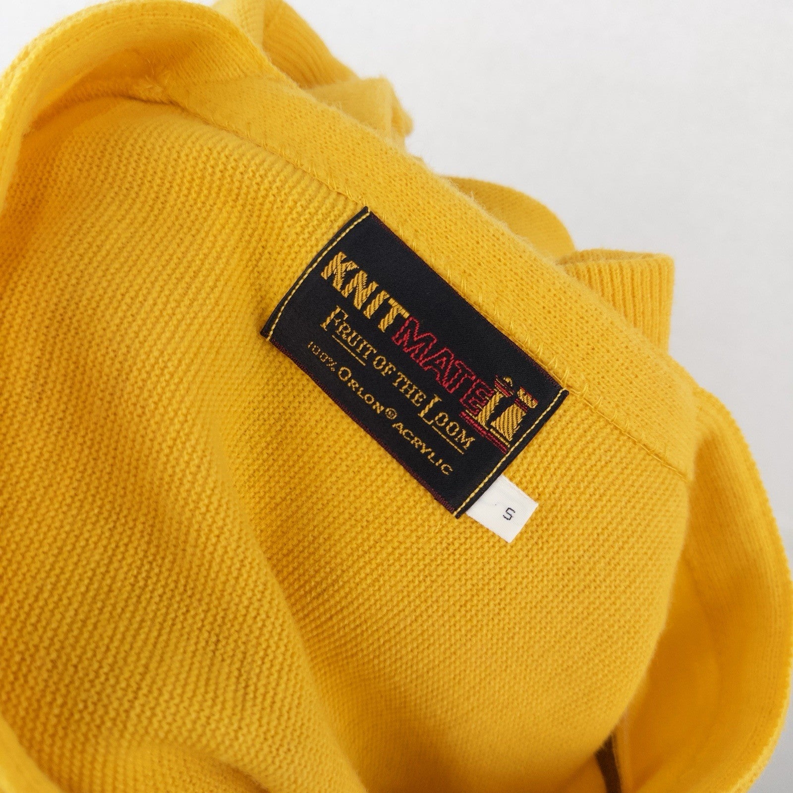 60’s Vtg Fruit Of The Loom Gold Cardigan 100% Orlon Acrylic Made in Usa