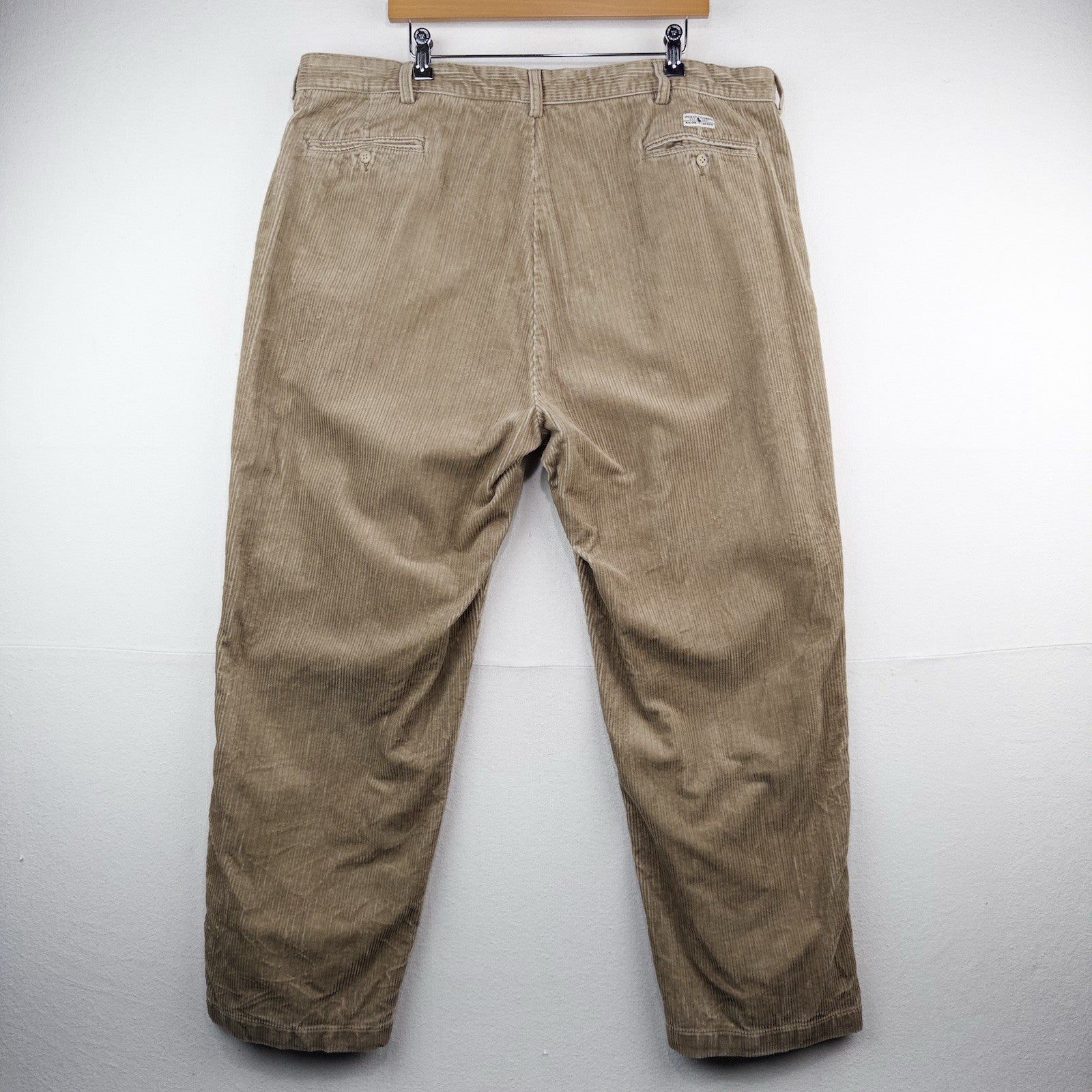 90’s Vtg Polo Ralph Lauren Andrew Corduroy Pant Mens 44x30 Tan Pleated
