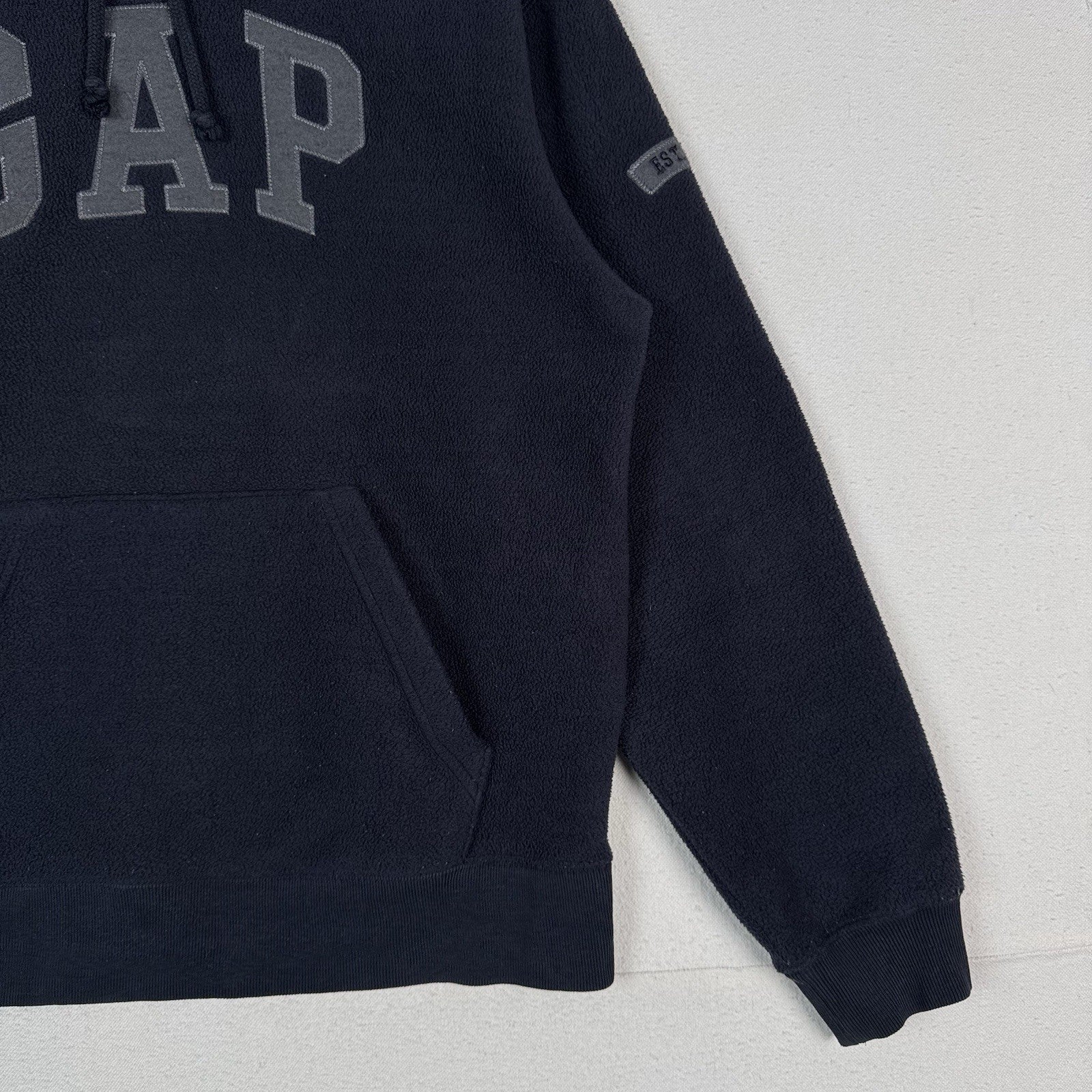 Vintage 90s Gap Fleece Hoodie Pullover Sweatshirt Men's Small Blue