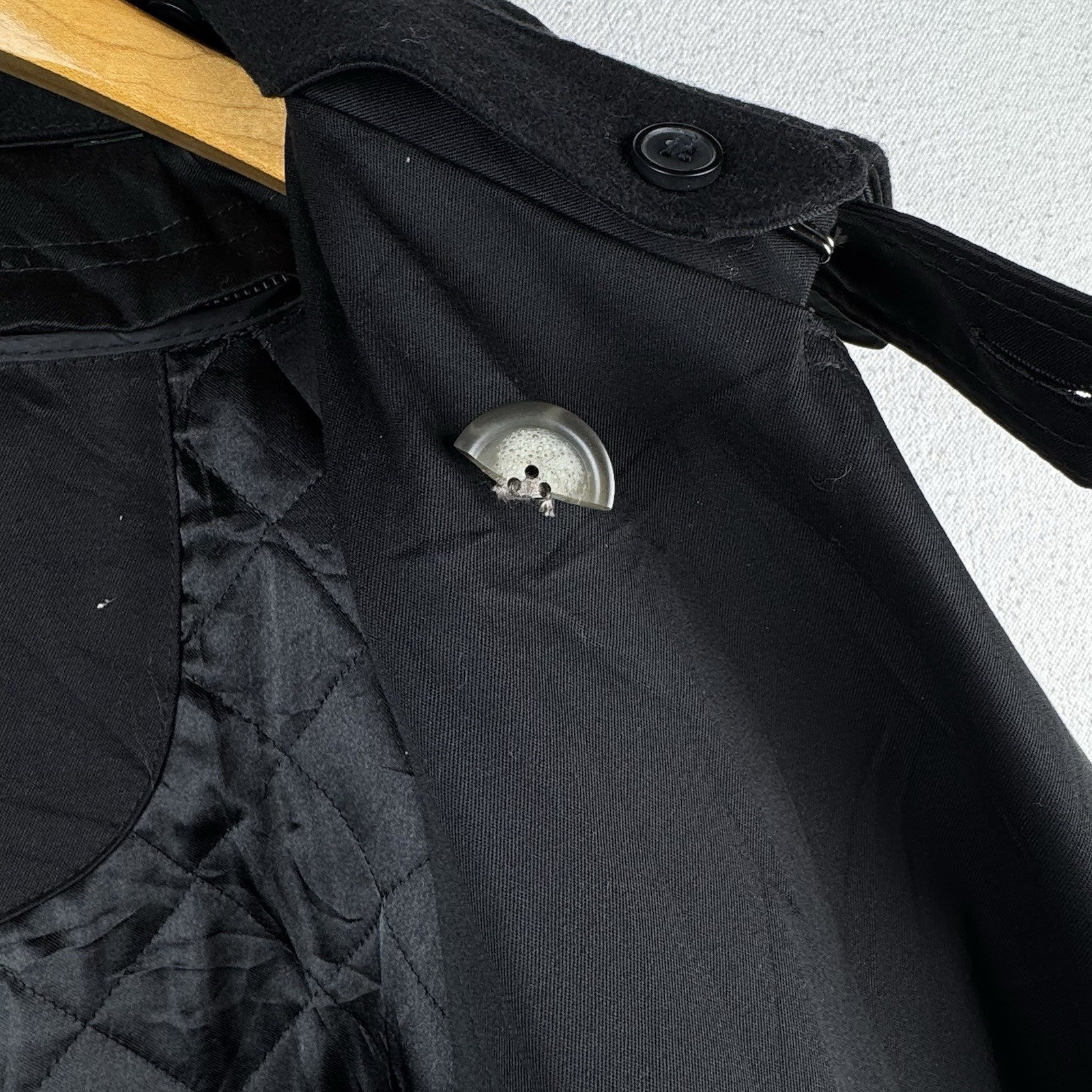 Ralph Lauren Black Trench Coat OverCoat Quilted Cotton Blend Lined Insulated 48R