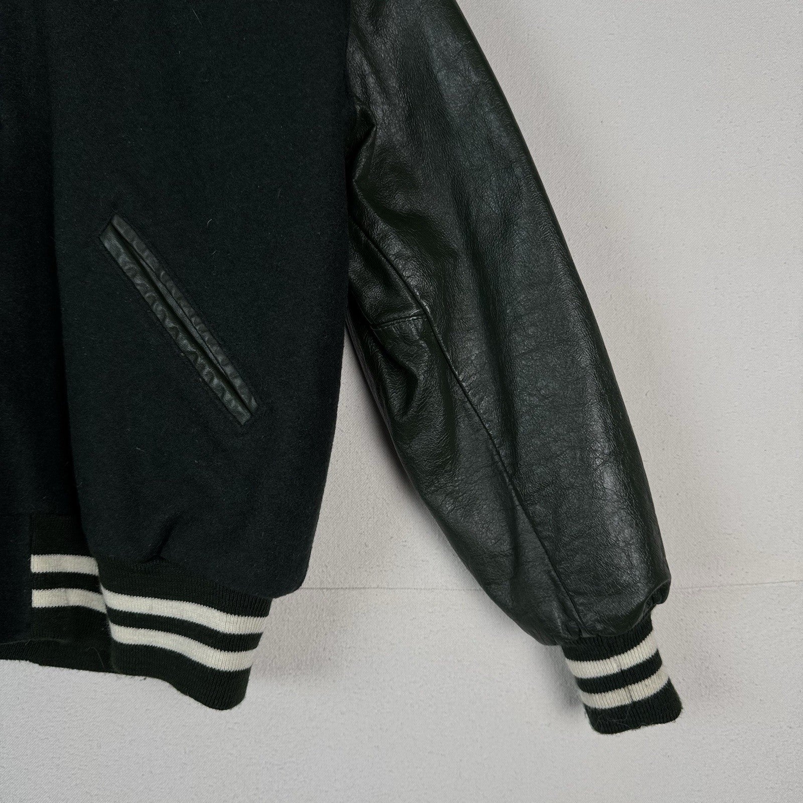 DeLong Wool Varsity Coat Jacket Mens XL Nordonia Green Made In USA