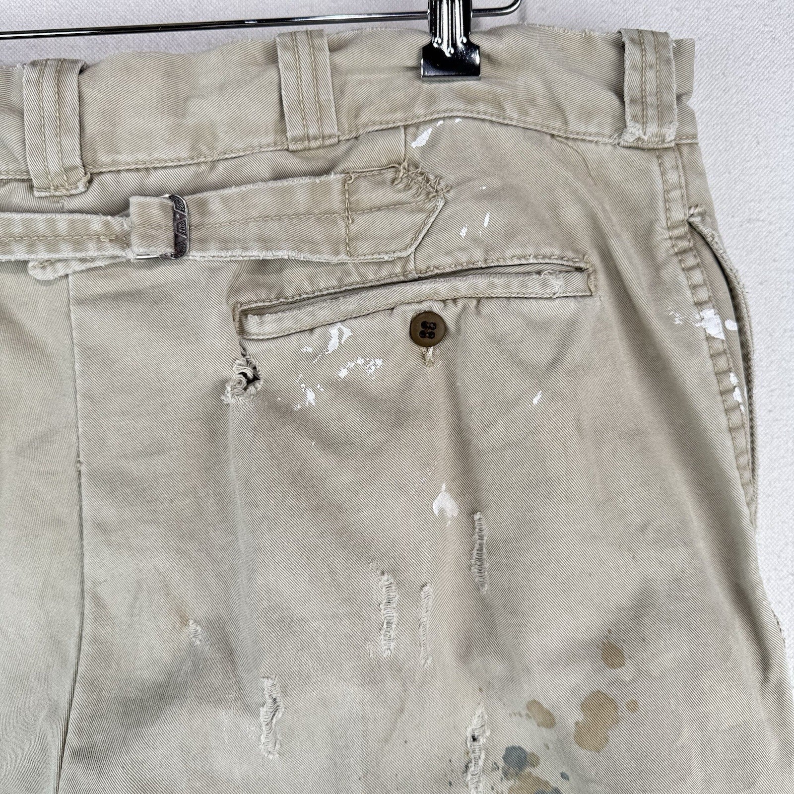 Polo Ralph Lauren Pollack Paint Splatter Distressed Buckle Back Chino Pant 36x30