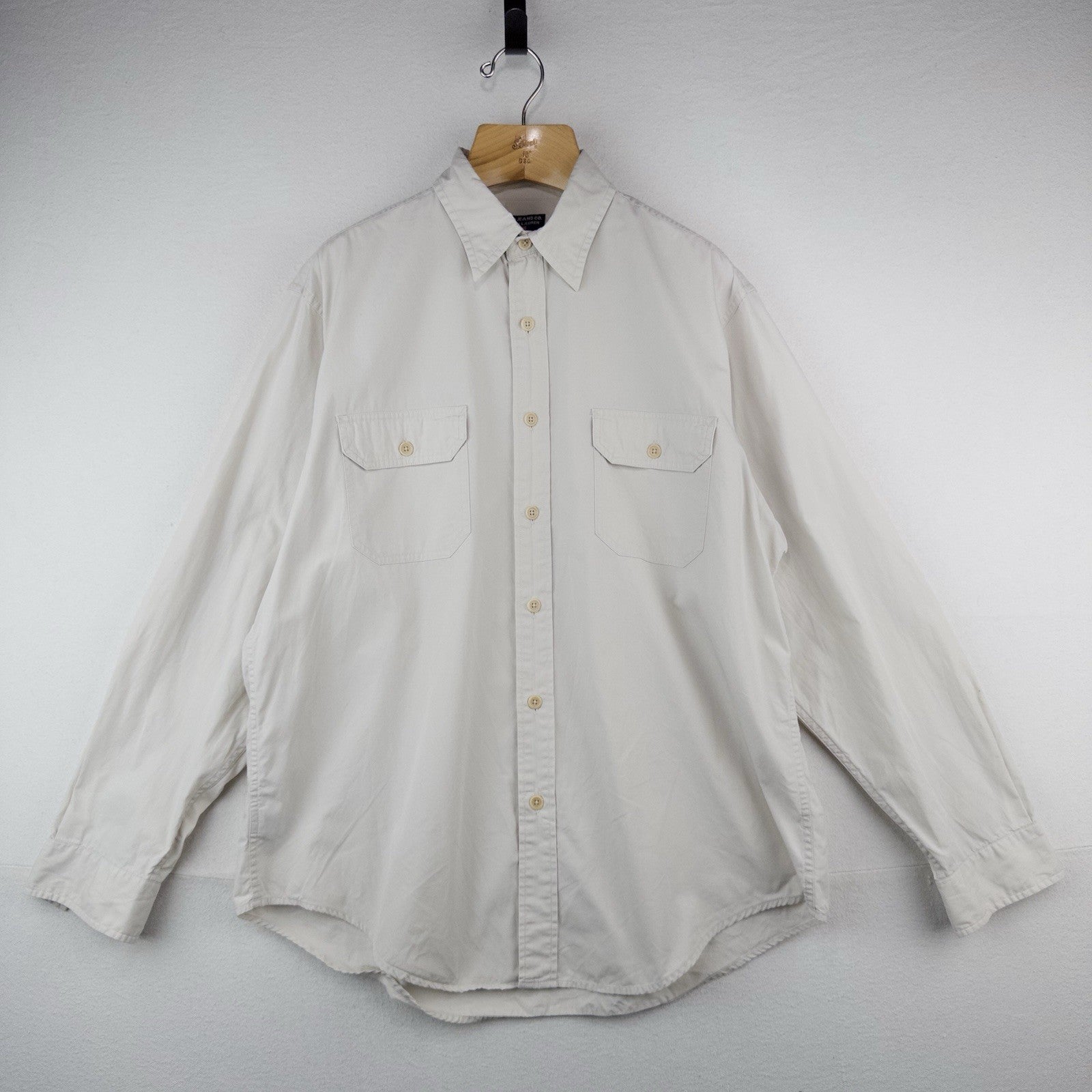 Ralph Lauren Polo Jeans Company Men’s L Safari Utility Shirt 100% Cotton Beige