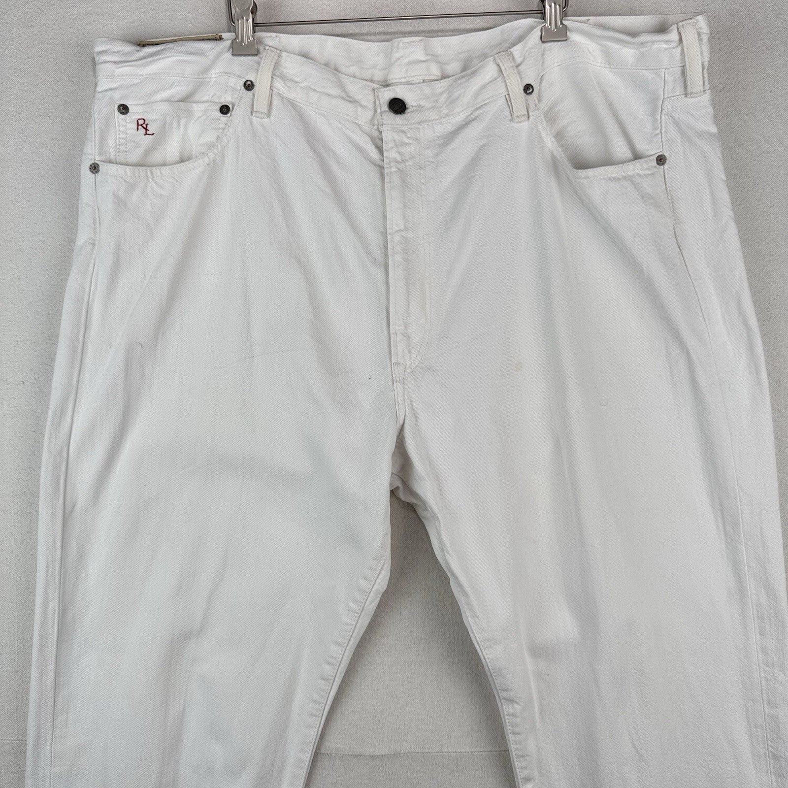 Polo Ralph Lauren Hampton Relaxed Straight 44Tx36 Tall White Denim Jeans
