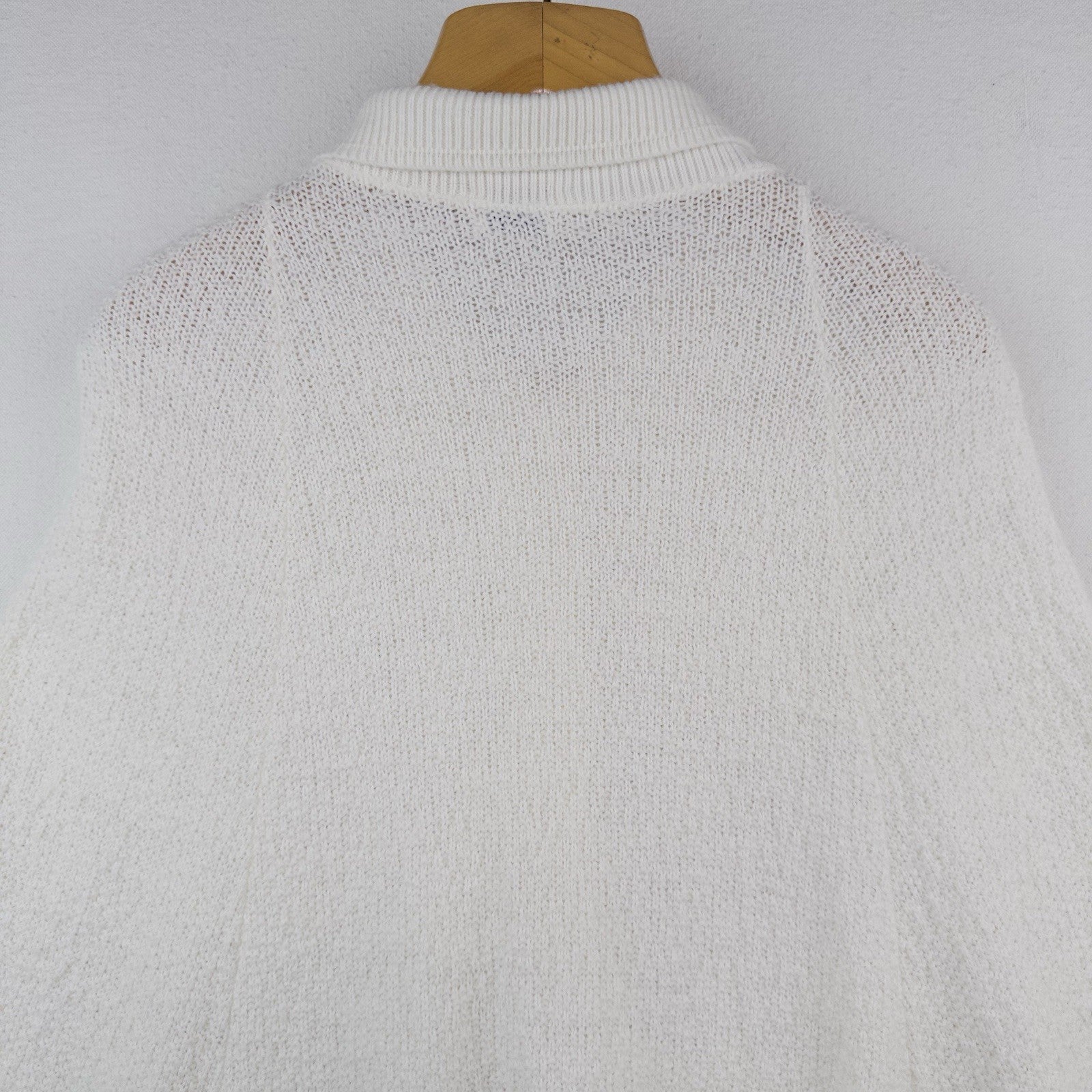60’s Vtg Rosanna "Wintuk" Cream Knit Fringe Button Front Cape Sweater One Size