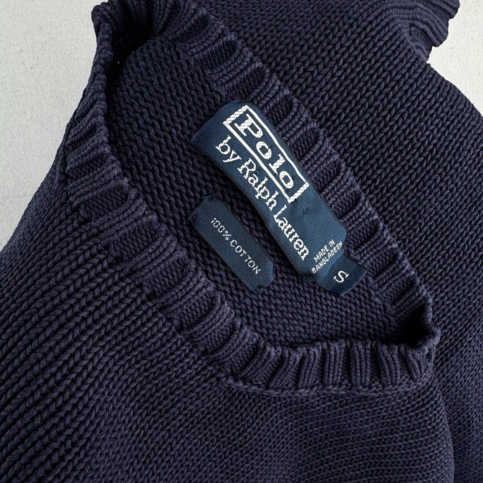 90's Vintage Polo Ralph Lauren Sweater Men's S Navy Blue Knit Crewneck Blue Pony