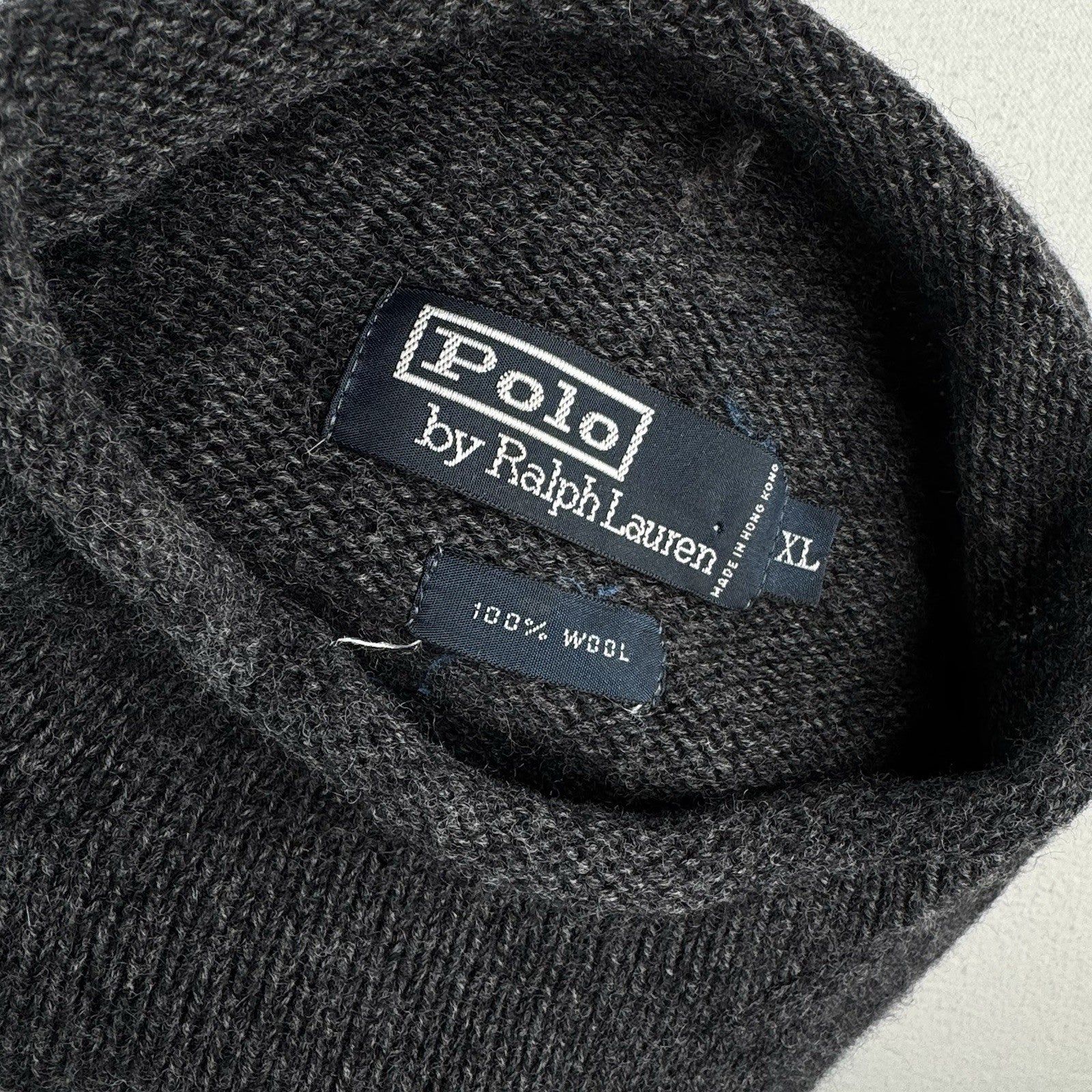 90’s Vtg Polo Ralph Lauren Roll Neck Wool Knit Sweater Mens XL Gray
