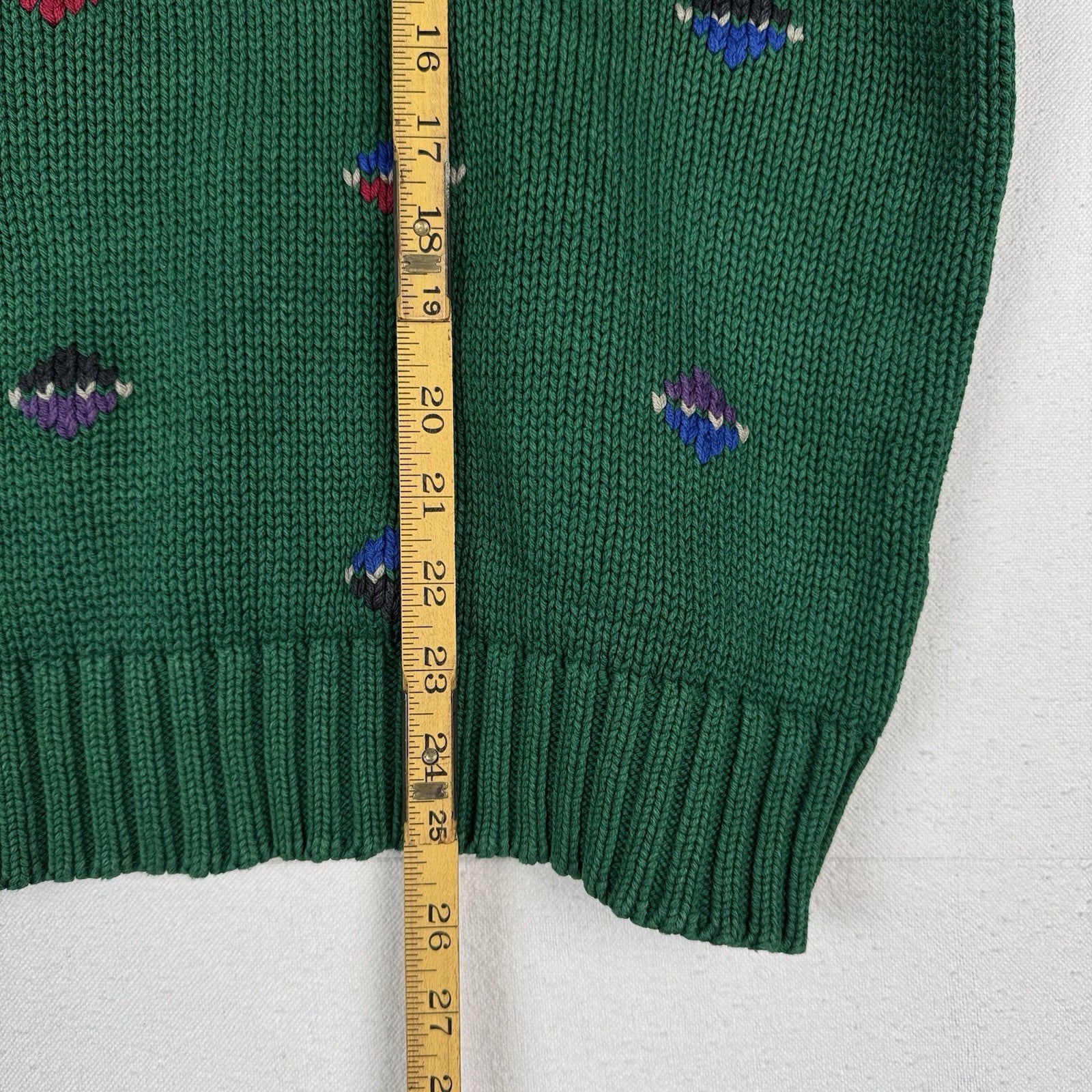 80’s 90’s Vintage Eddie Bauer Men’s L  Knit Sweater Green  Made In England