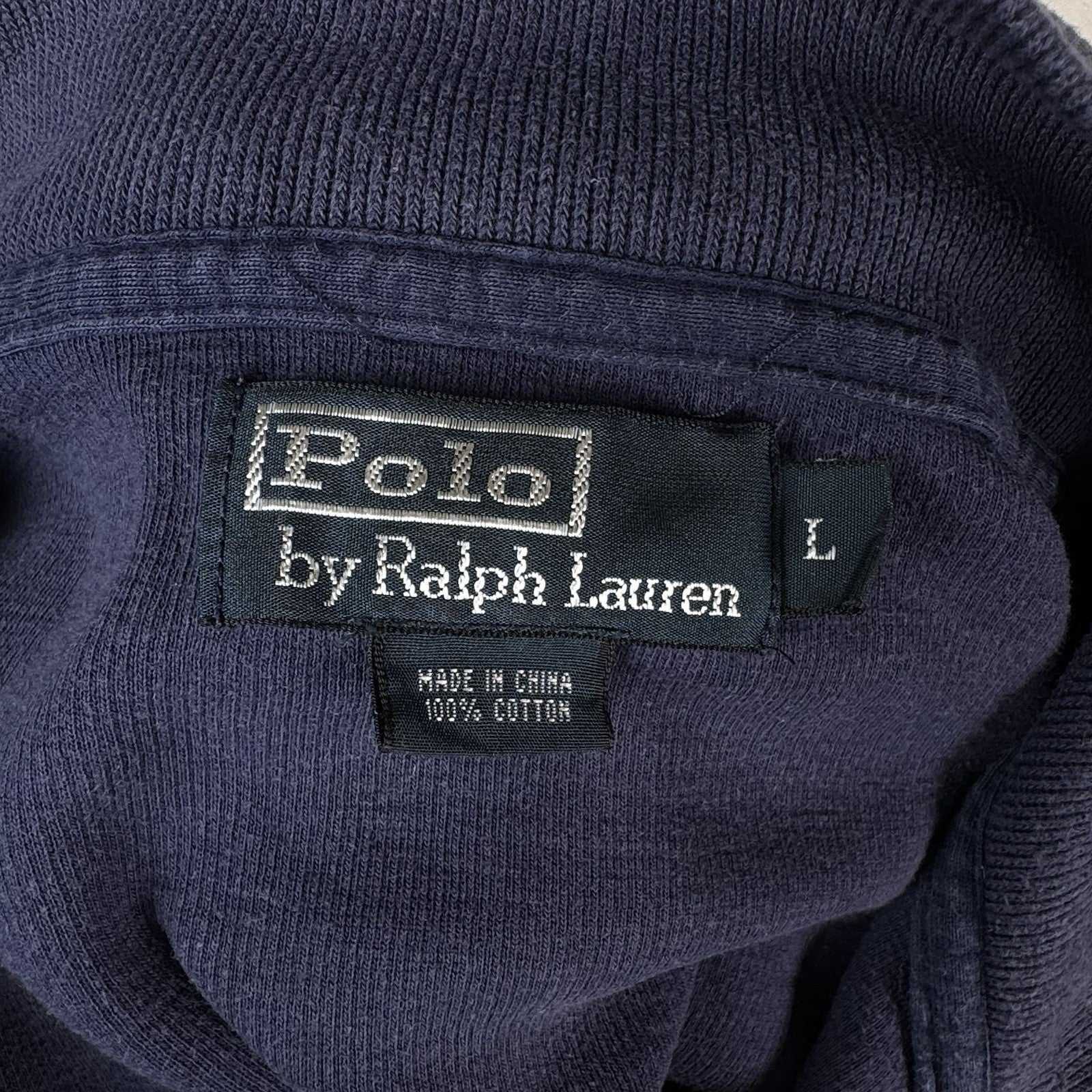 Vintage Polo Ralph Lauren Boston University Blue 1/4 Zip Sweater Mens L Read*
