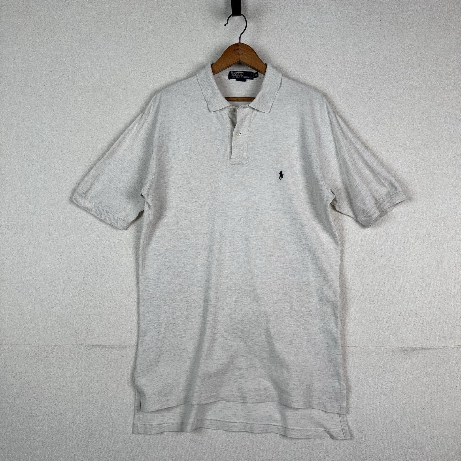 Vintage Polo Ralph Lauren Polo Shirt Mens Medium Oatmeal Mesh Pique