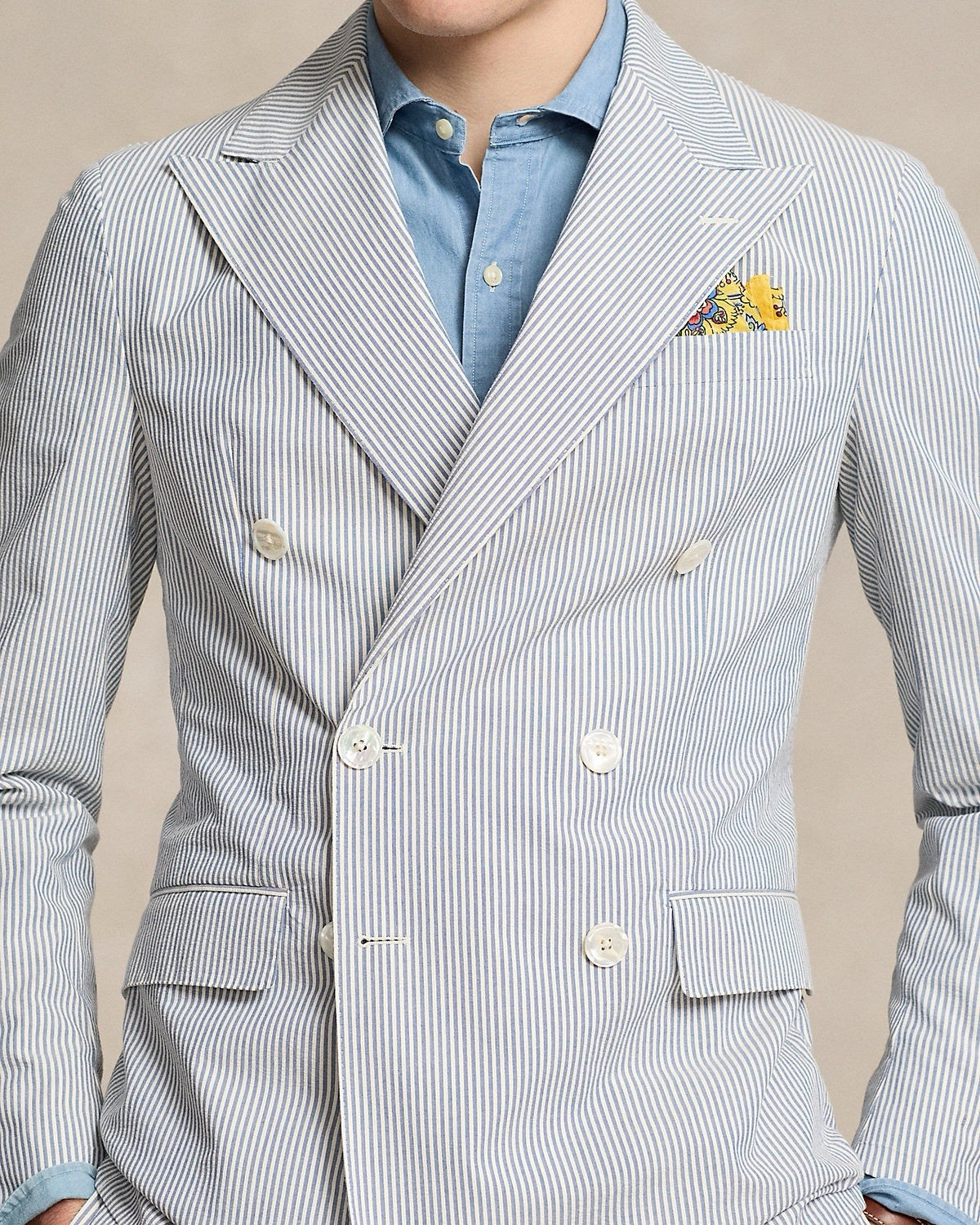 Vintage Polo Ralph Lauren Men’s 38R Double Breasted Seersucker Soft Blazer
