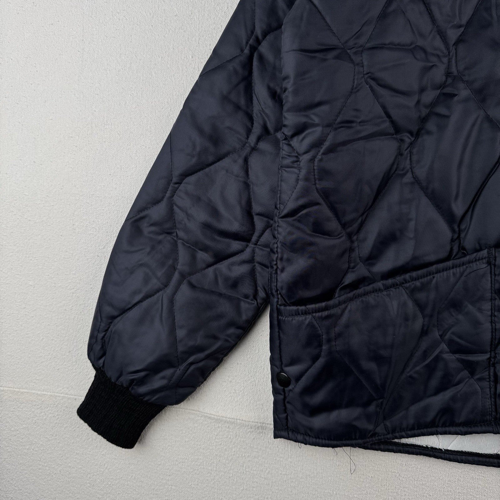 80’s Vtg Quilted Liner Jacket Blue Dacron Workwear Bomber Medium Made In USA